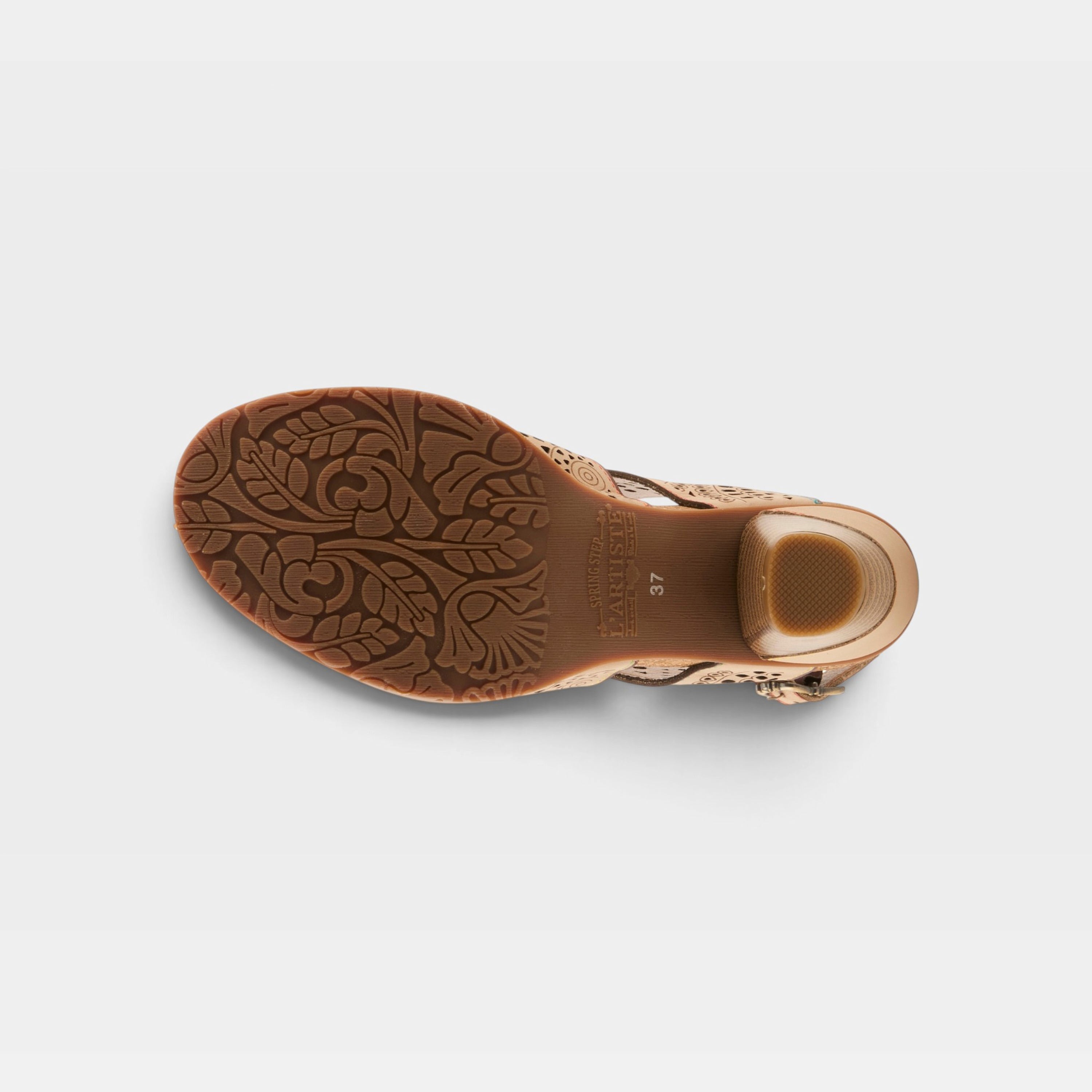 L'Artiste Perfdfection sandals in Light Tan, outsole view