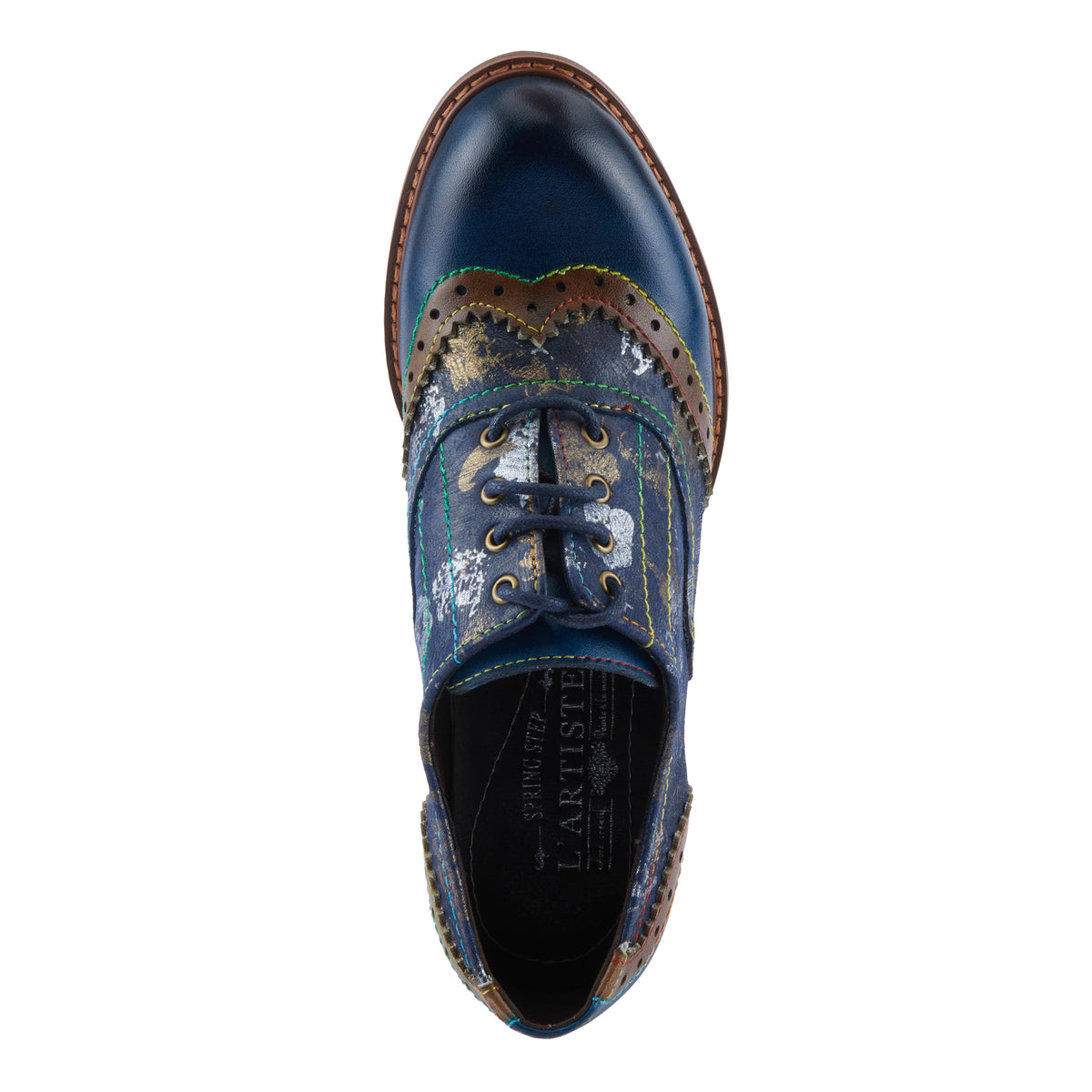 L'Artiste L'ARTISTE PERRINE SHOES shoe in blue multi with handcrafted leather design