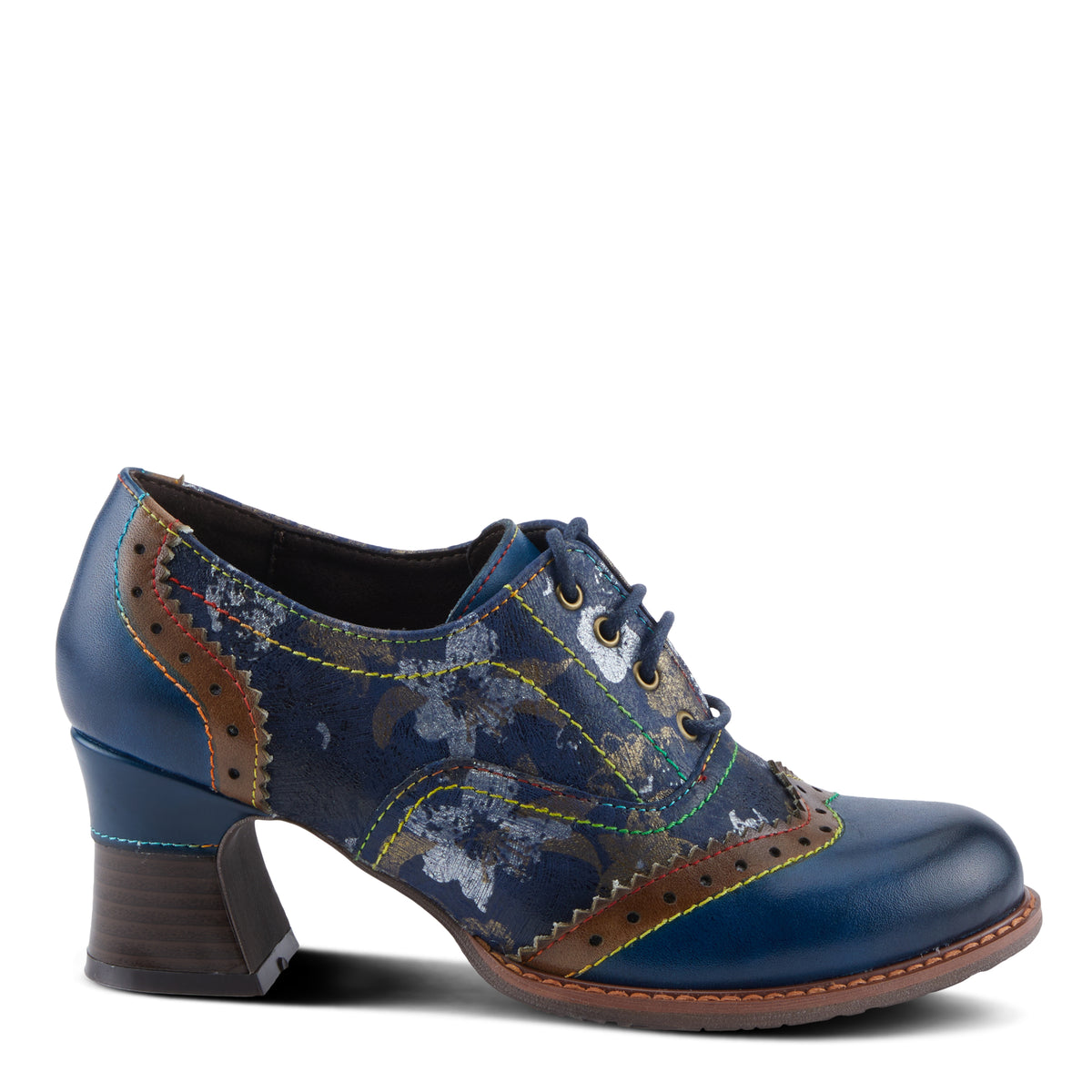 L'Artiste L'ARTISTE PERRINE SHOES shoe in blue multi with handcrafted leather design