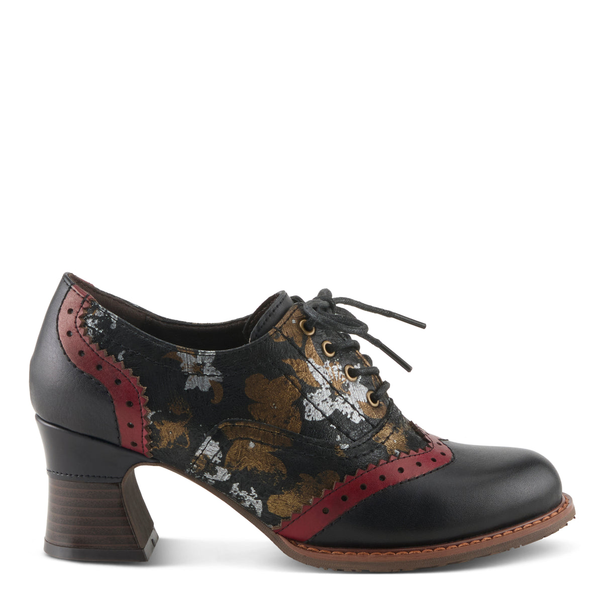 L'Artiste L'ARTISTE PERRINE SHOES shoe in black multi with handcrafted leather design