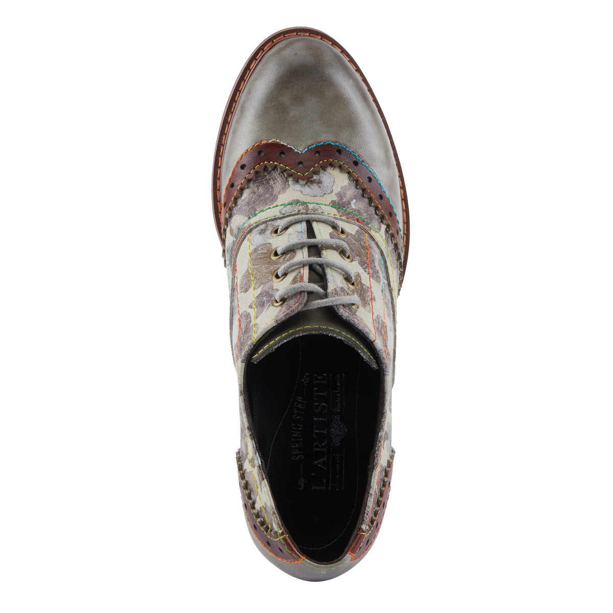 L'Artiste L'ARTISTE PERRINE SHOES shoe in grey multi with handcrafted leather design