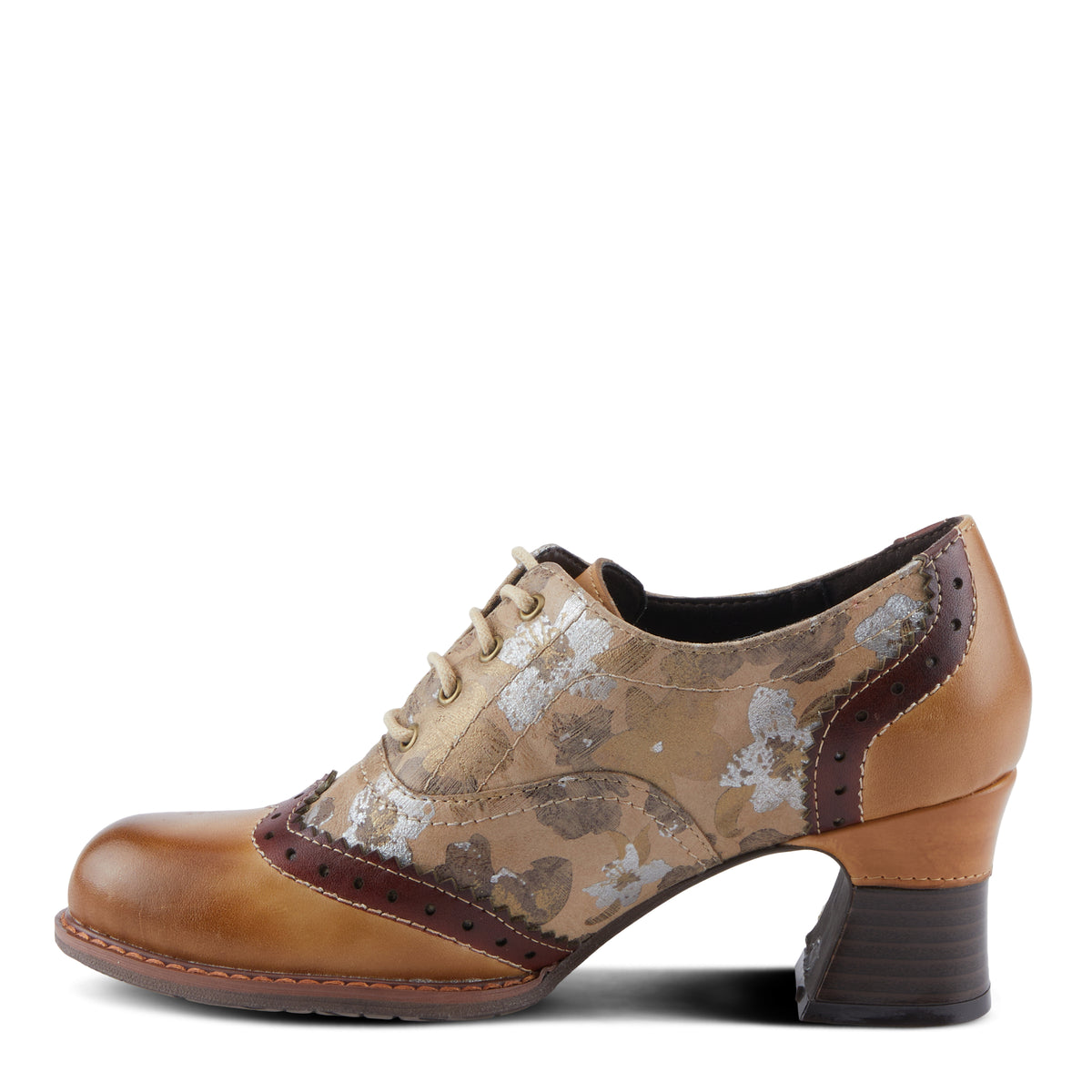 L'Artiste L'ARTISTE PERRINE SHOES shoe in tan multi with handcrafted leather design