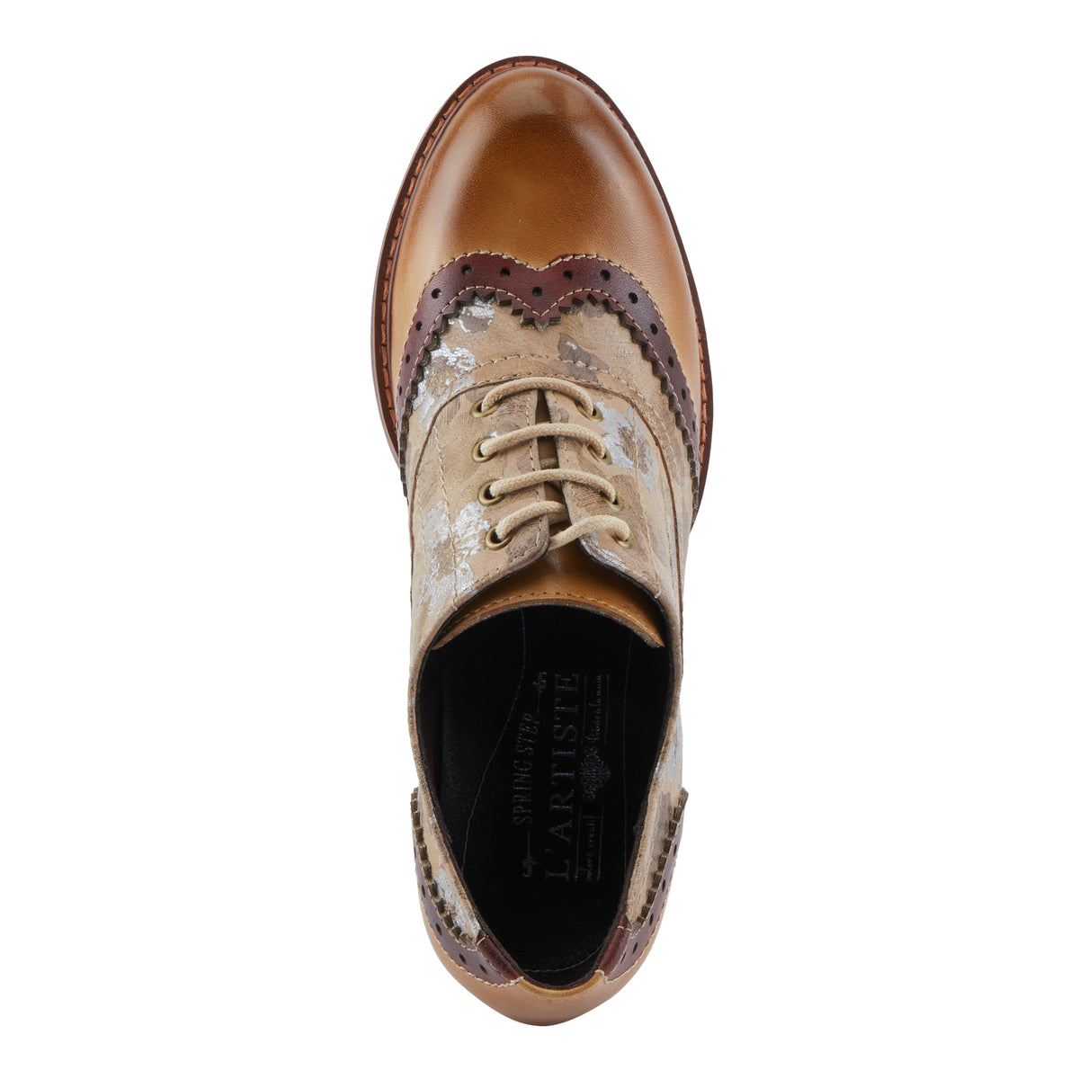 L'Artiste L'ARTISTE PERRINE SHOES shoe in tan multi with handcrafted leather design