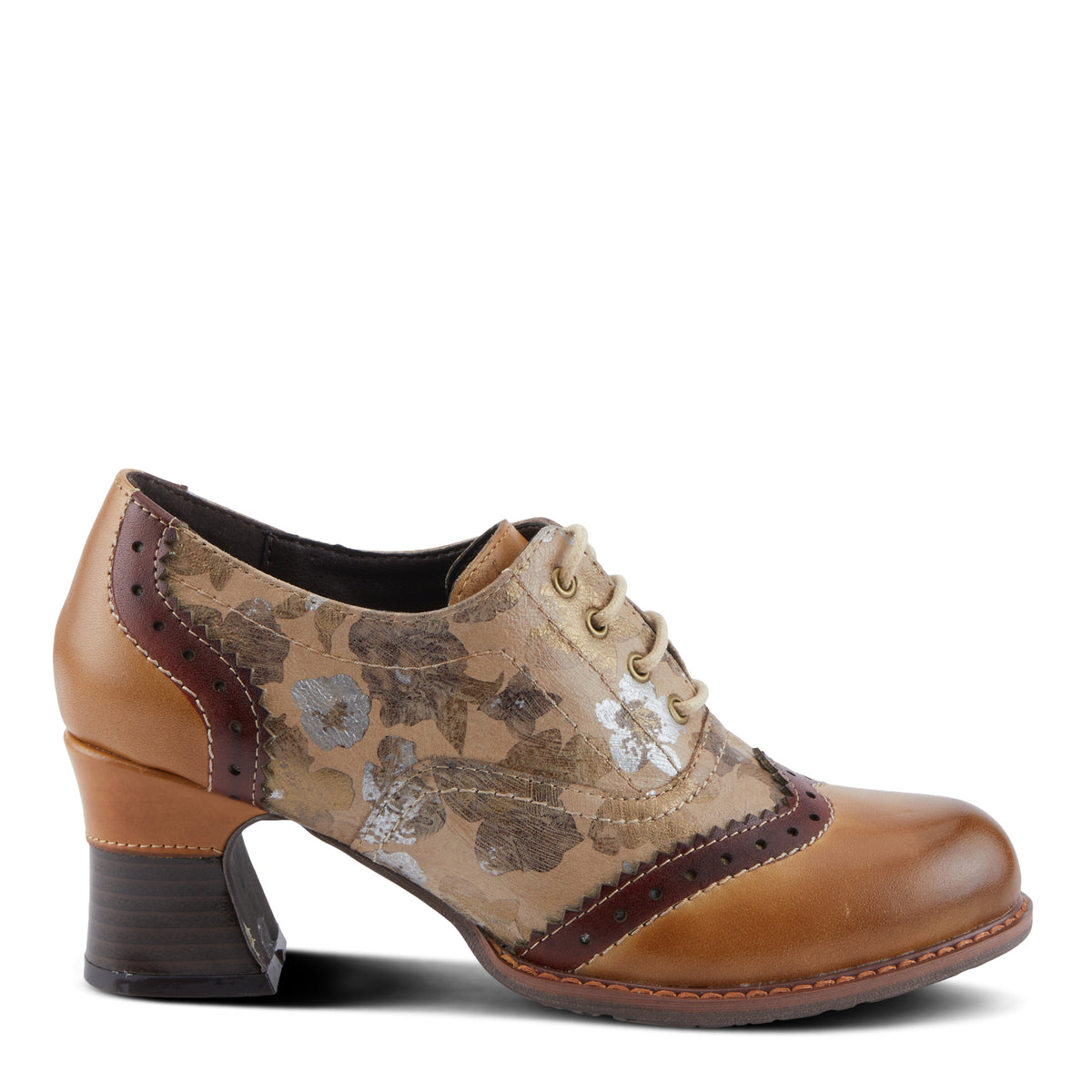 L'Artiste L'ARTISTE PERRINE SHOES shoe in tan multi with handcrafted leather design
