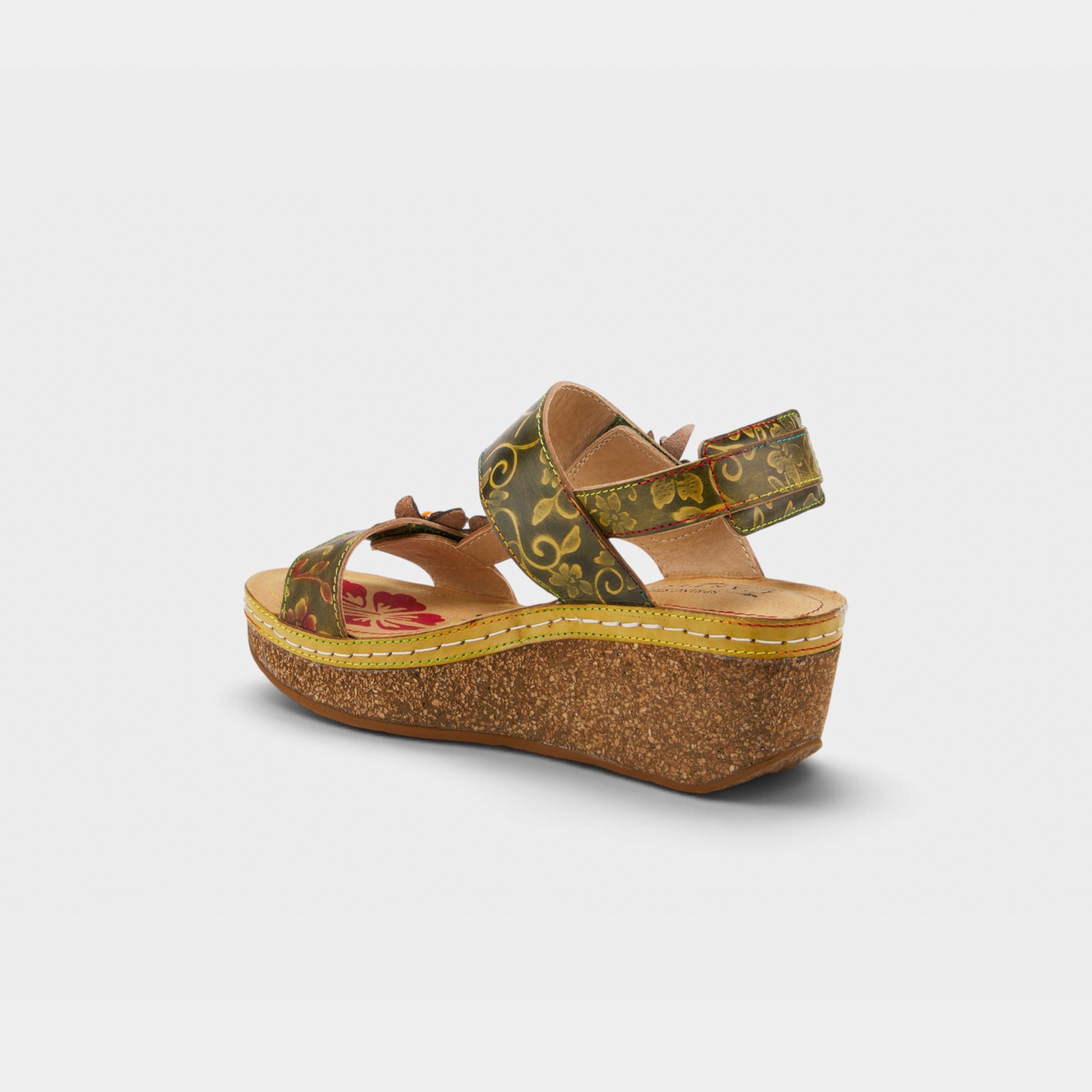 L'Artiste Pickford back strap sandals in Green Multi, alternate angle view
