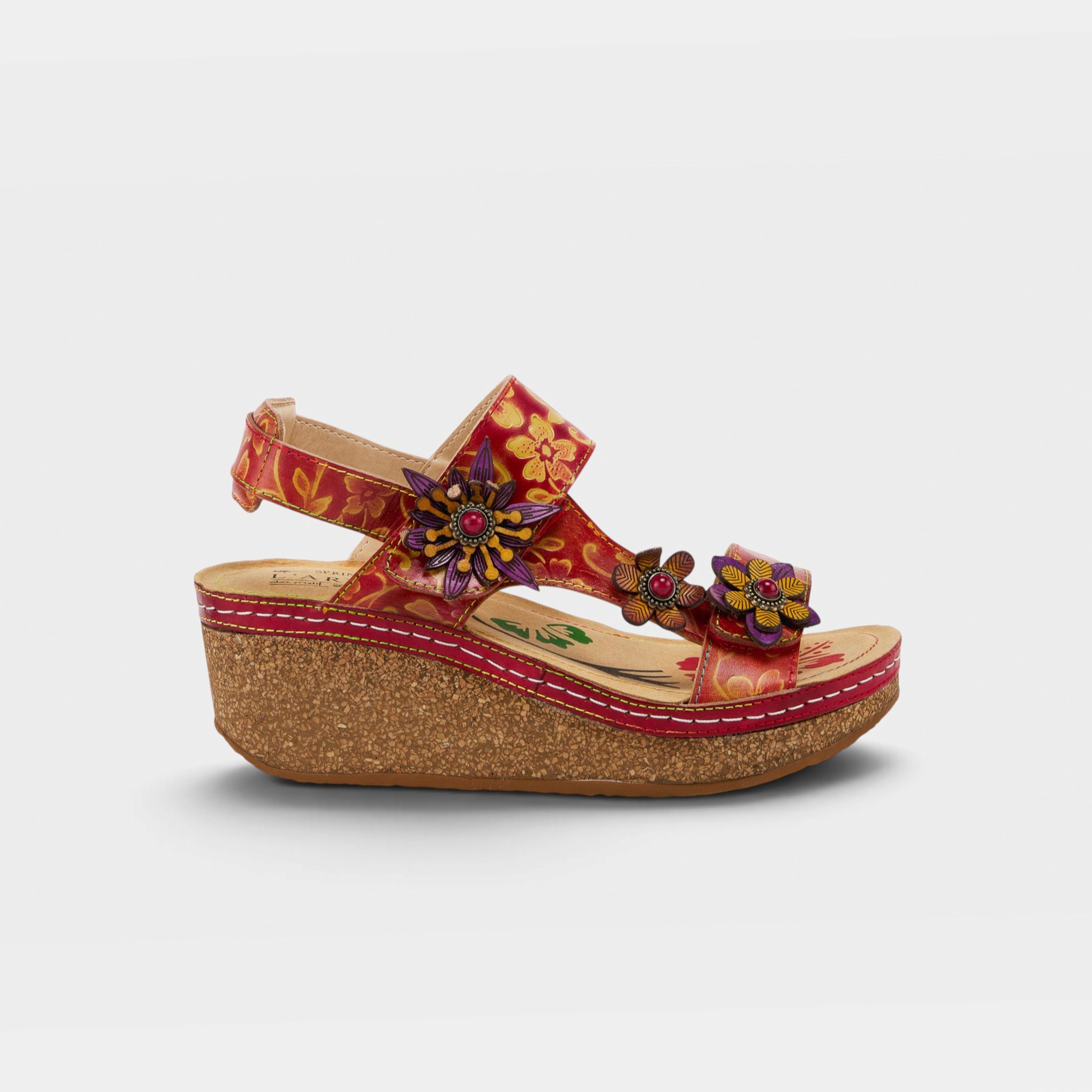L'Artiste Pickford back strap sandals in Red Multi, hero view