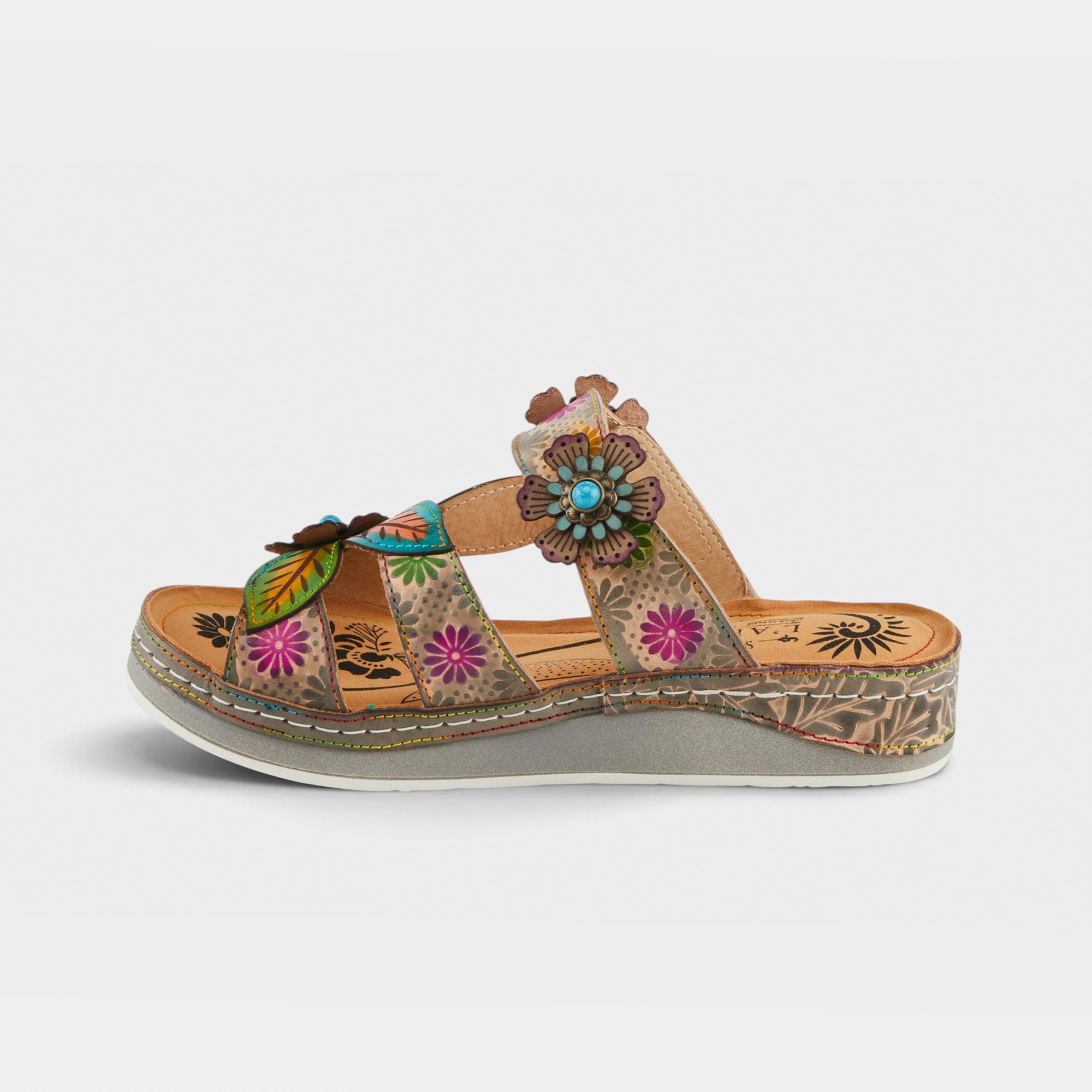 L'Artiste Pillow-Soft sandals in Grey Multi, side view