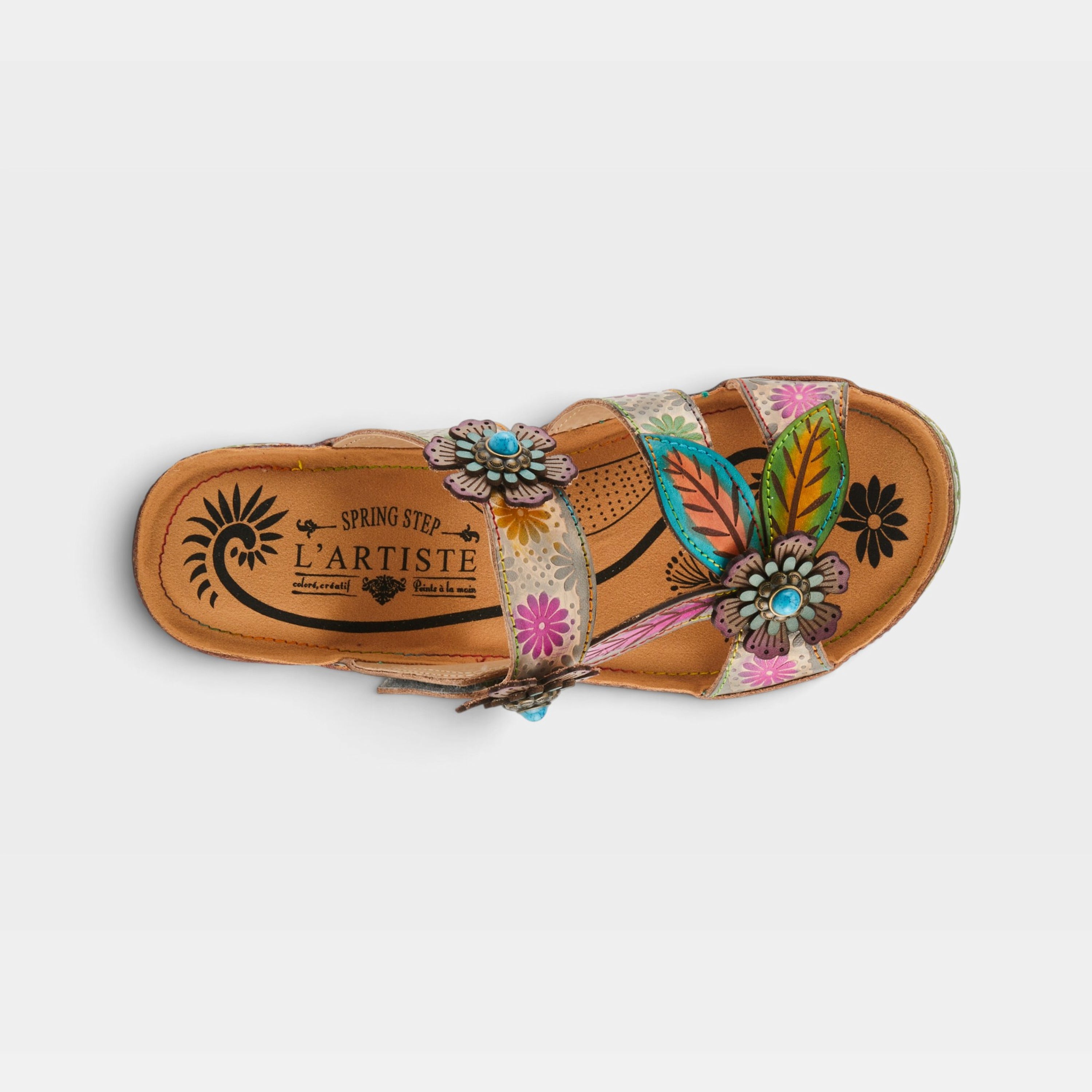 L'Artiste Pillow-Soft sandals in Grey Multi, top view
