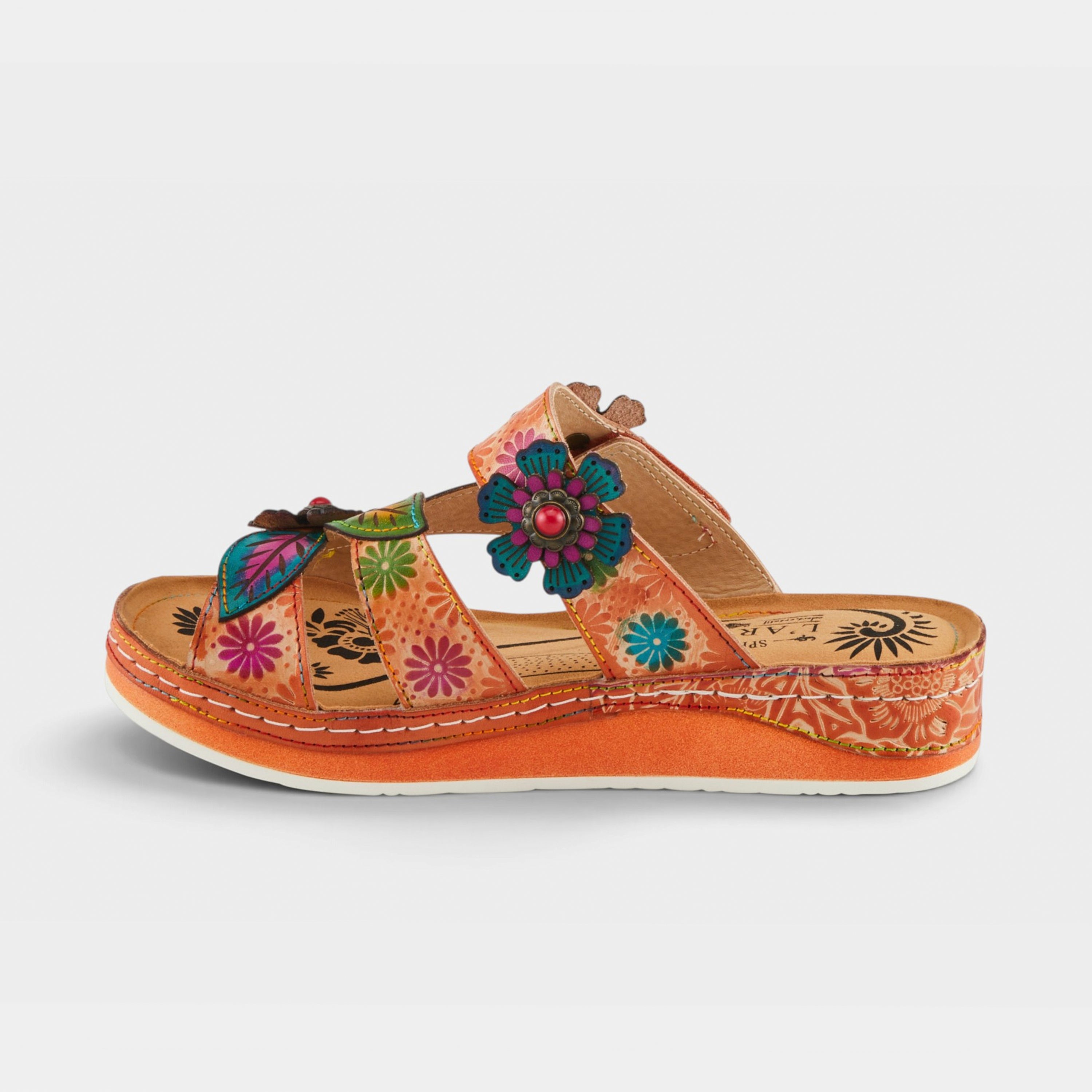 L'Artiste Pillow-Soft sandals in Peach Multi, side view