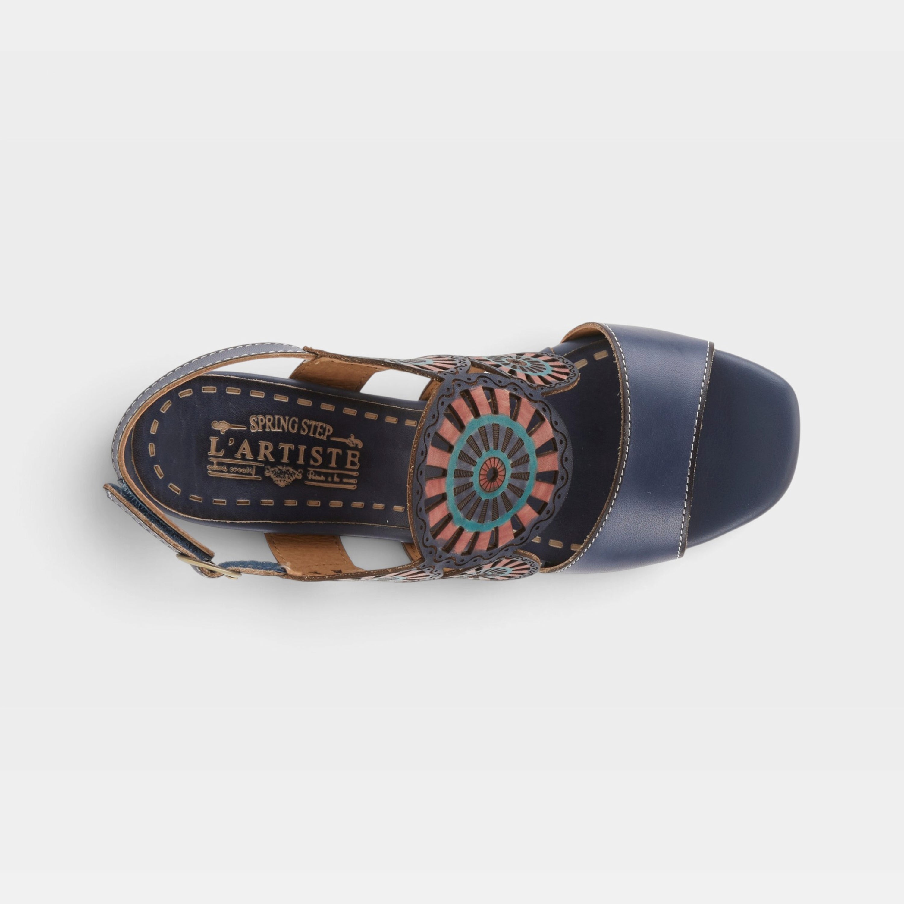L'Artiste Pinwheel sandals in Blue, top view
