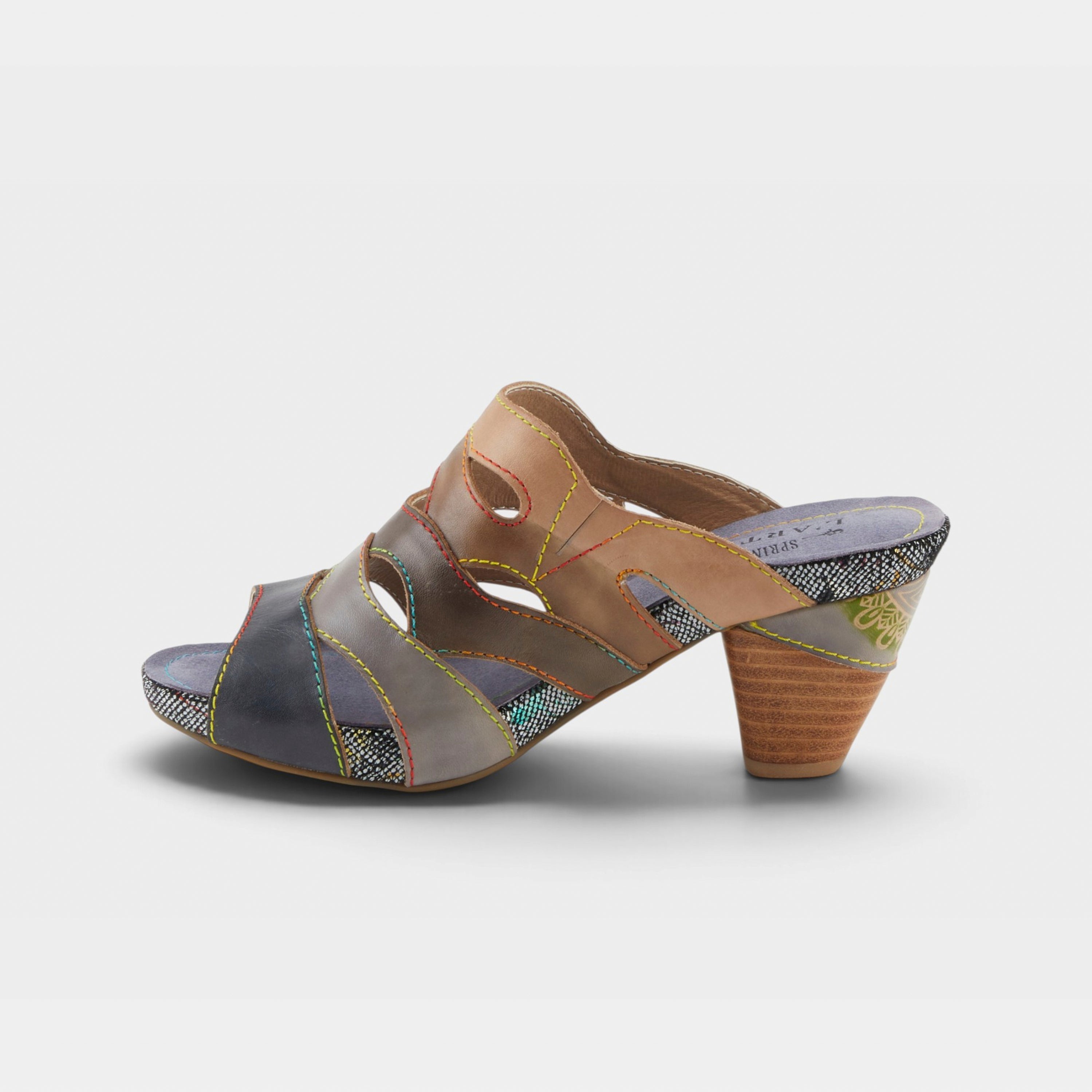 L'Artiste Pita sandals in Black Multi, side view