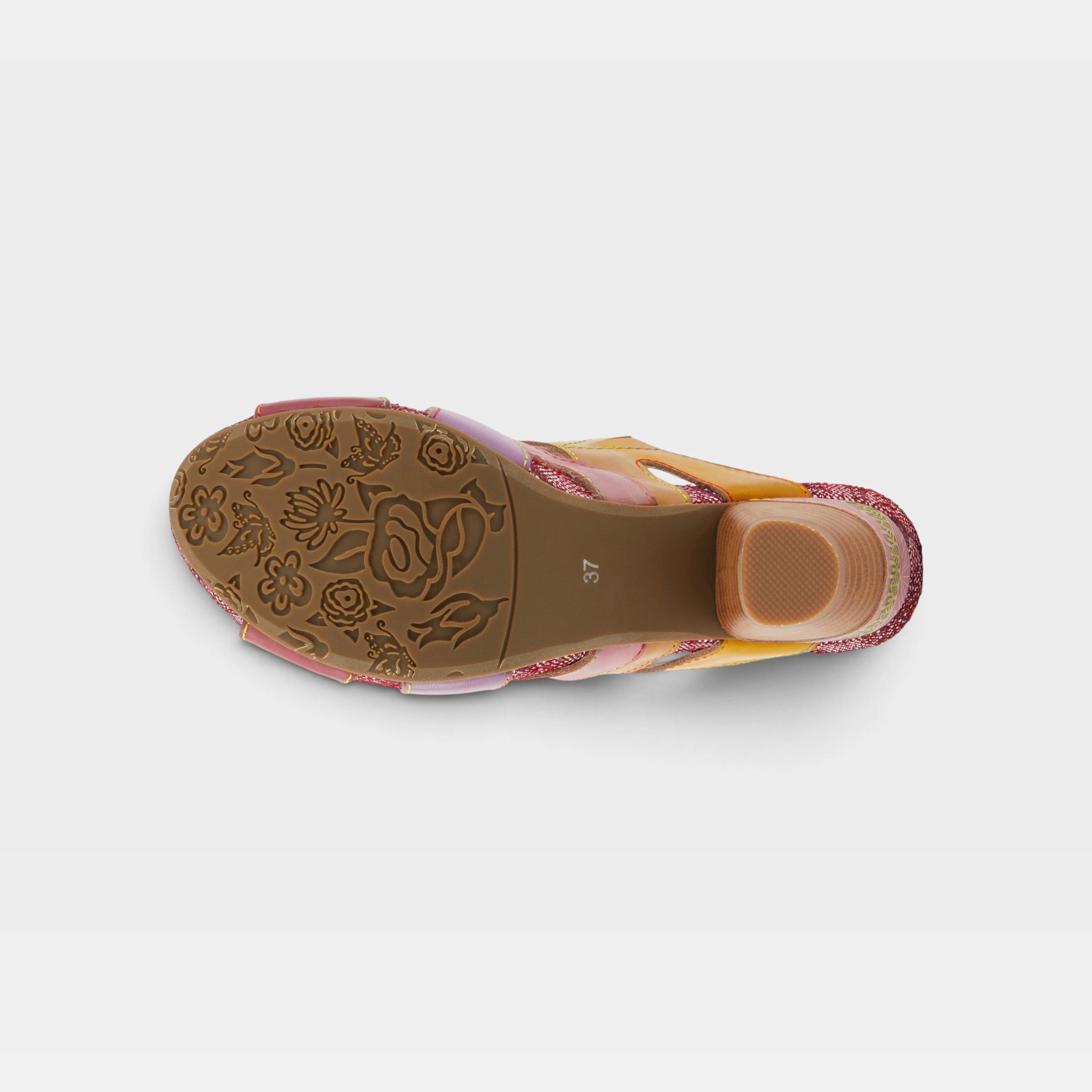 L'Artiste Pita sandals in Pink Multi, outsole view