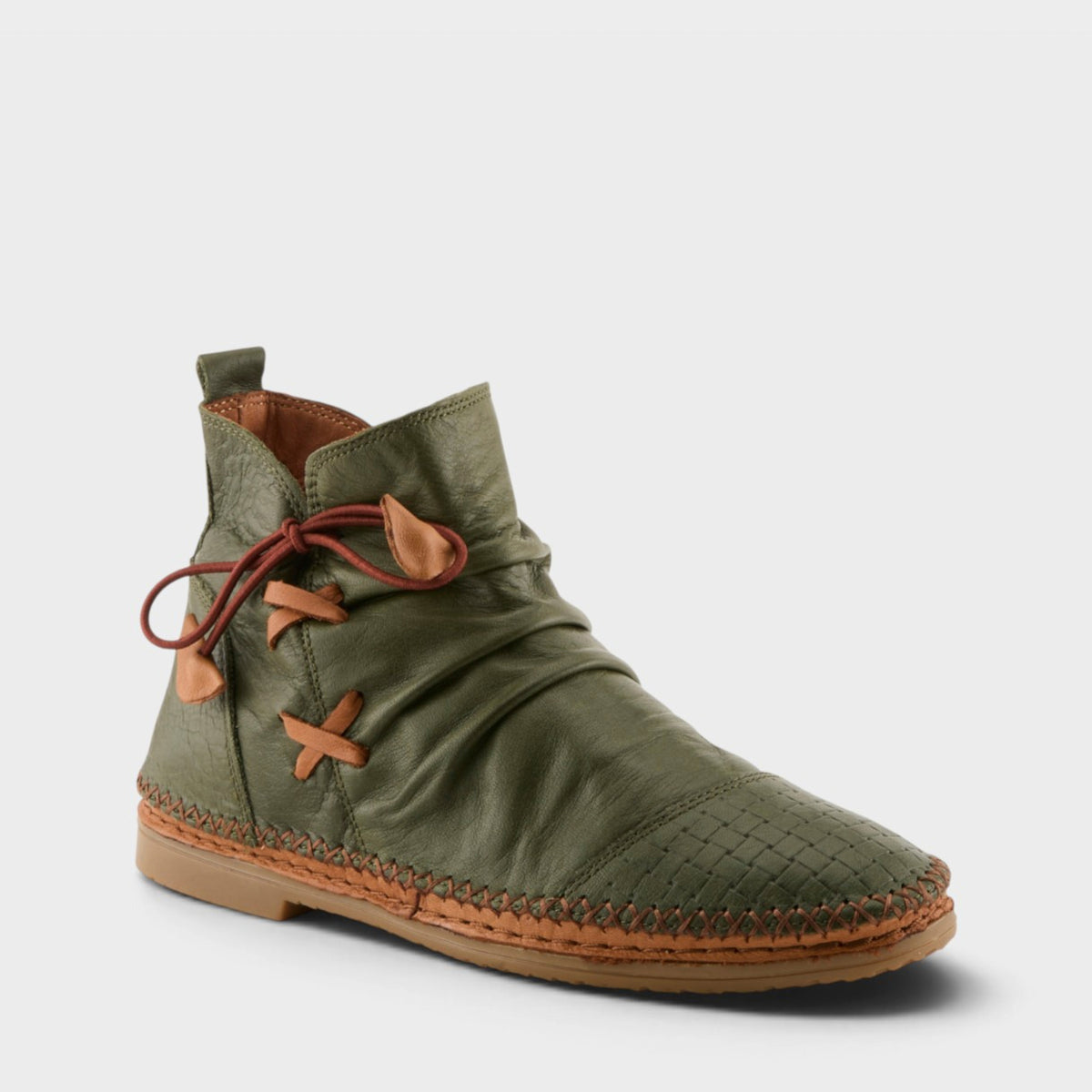 Spring Step Pomeroy Boot in Olive Green, front view
