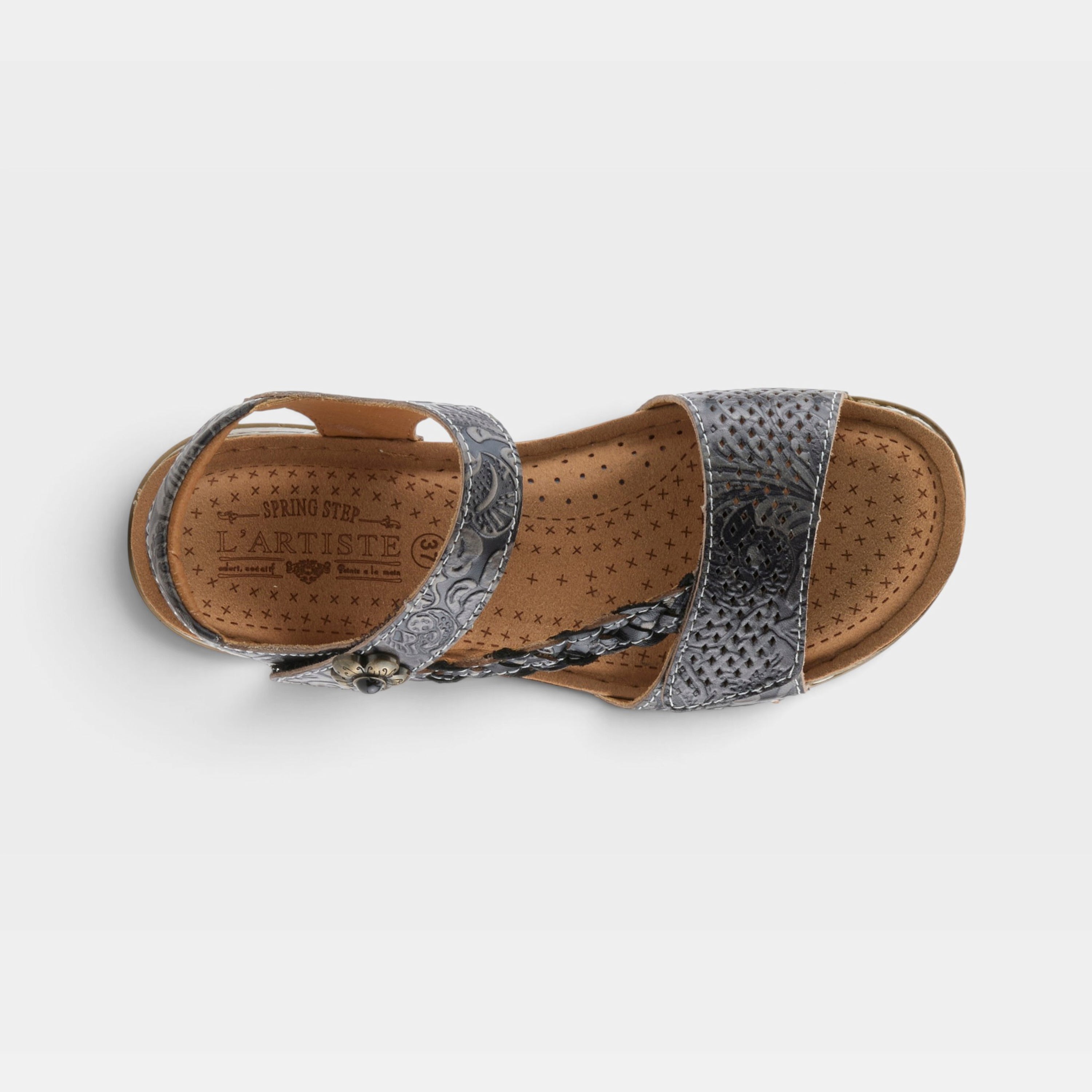 L'Artiste Popular sandal in Black, top view
