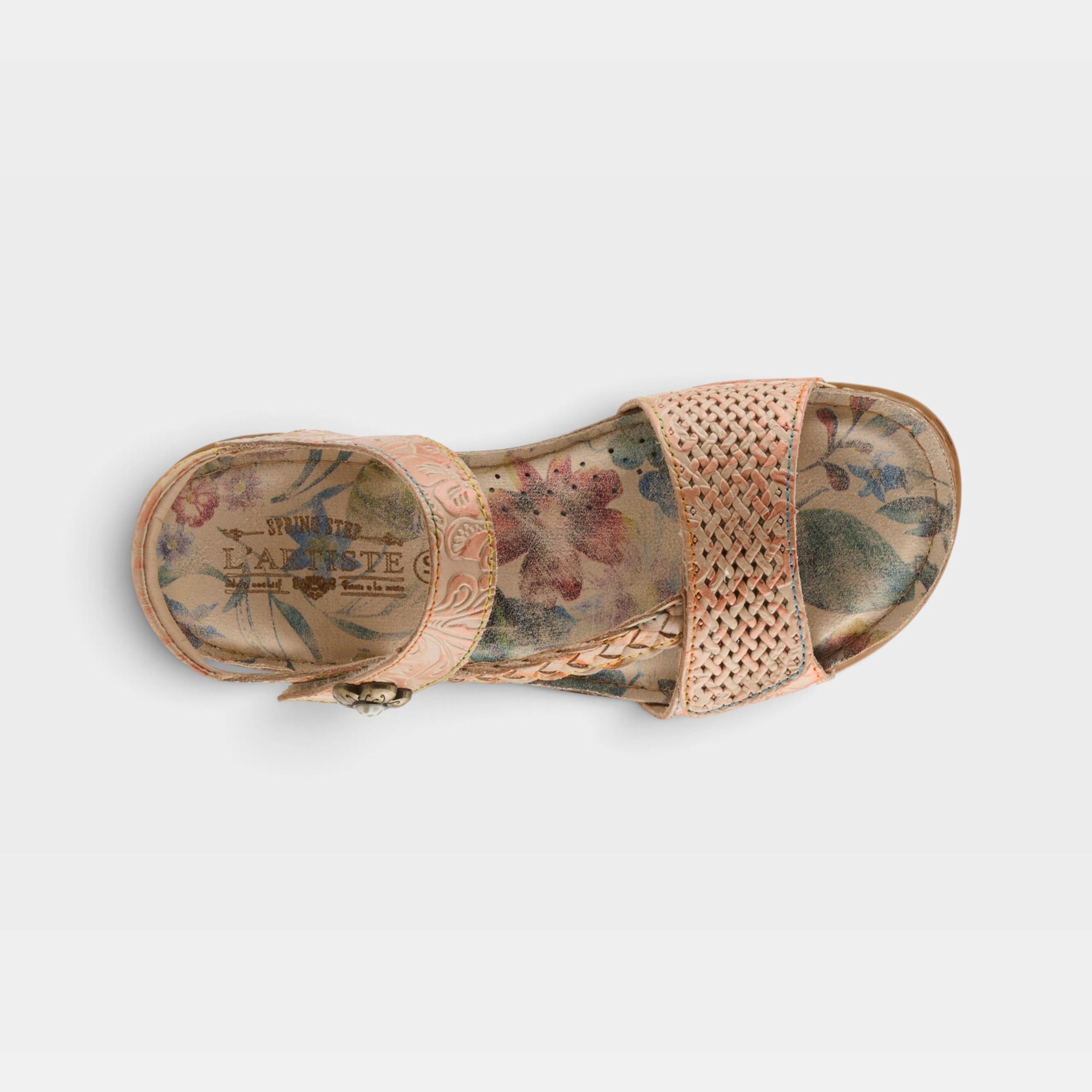 L'Artiste Popular sandal in Beige Multi, top view