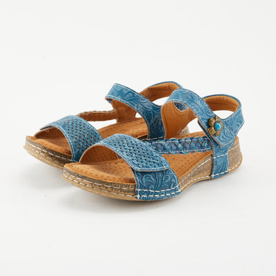 Springthly Charms Flat Sandals Cloud Blue Maroon Calfskin main image 1