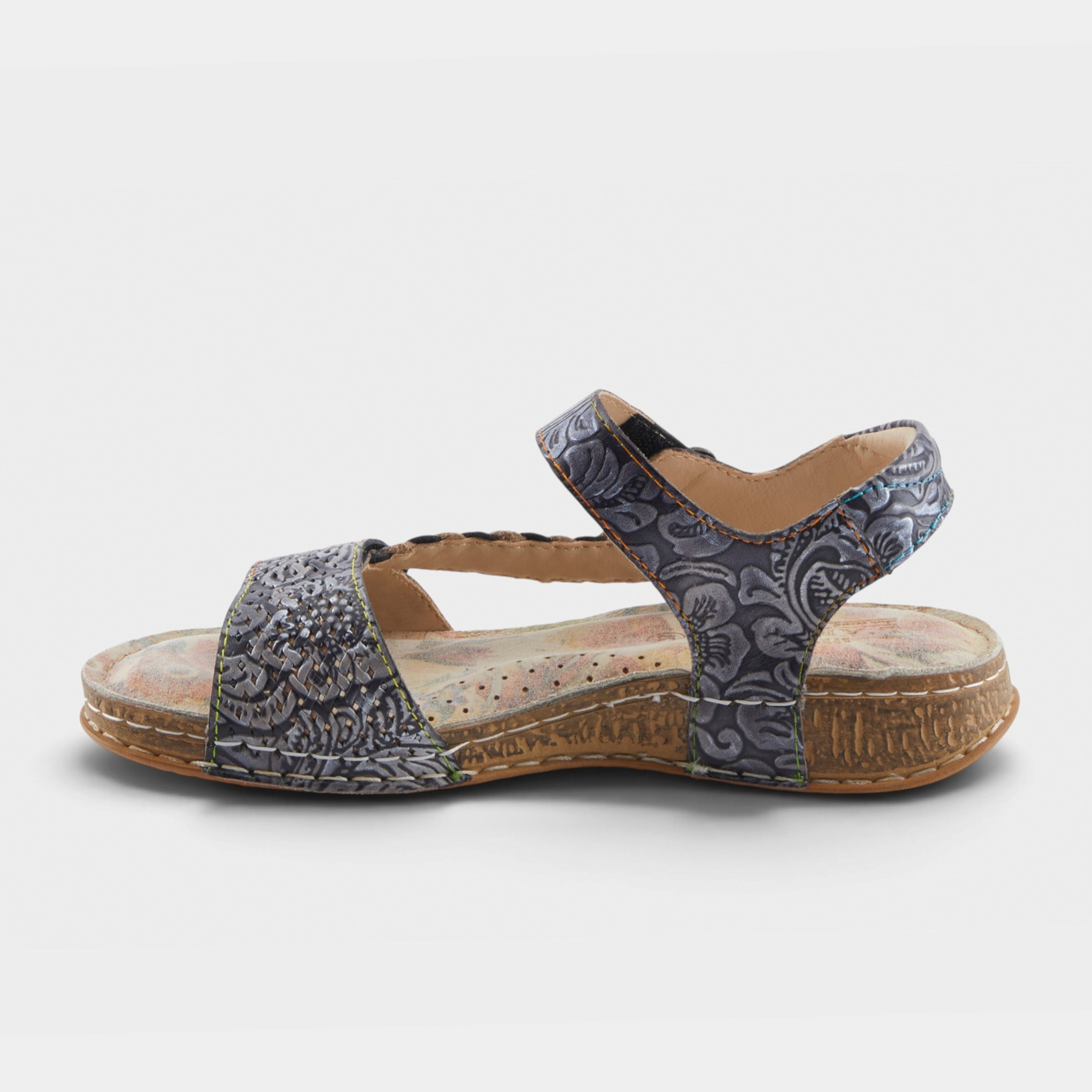 L'Artiste Popular sandal in Black Multi, side view