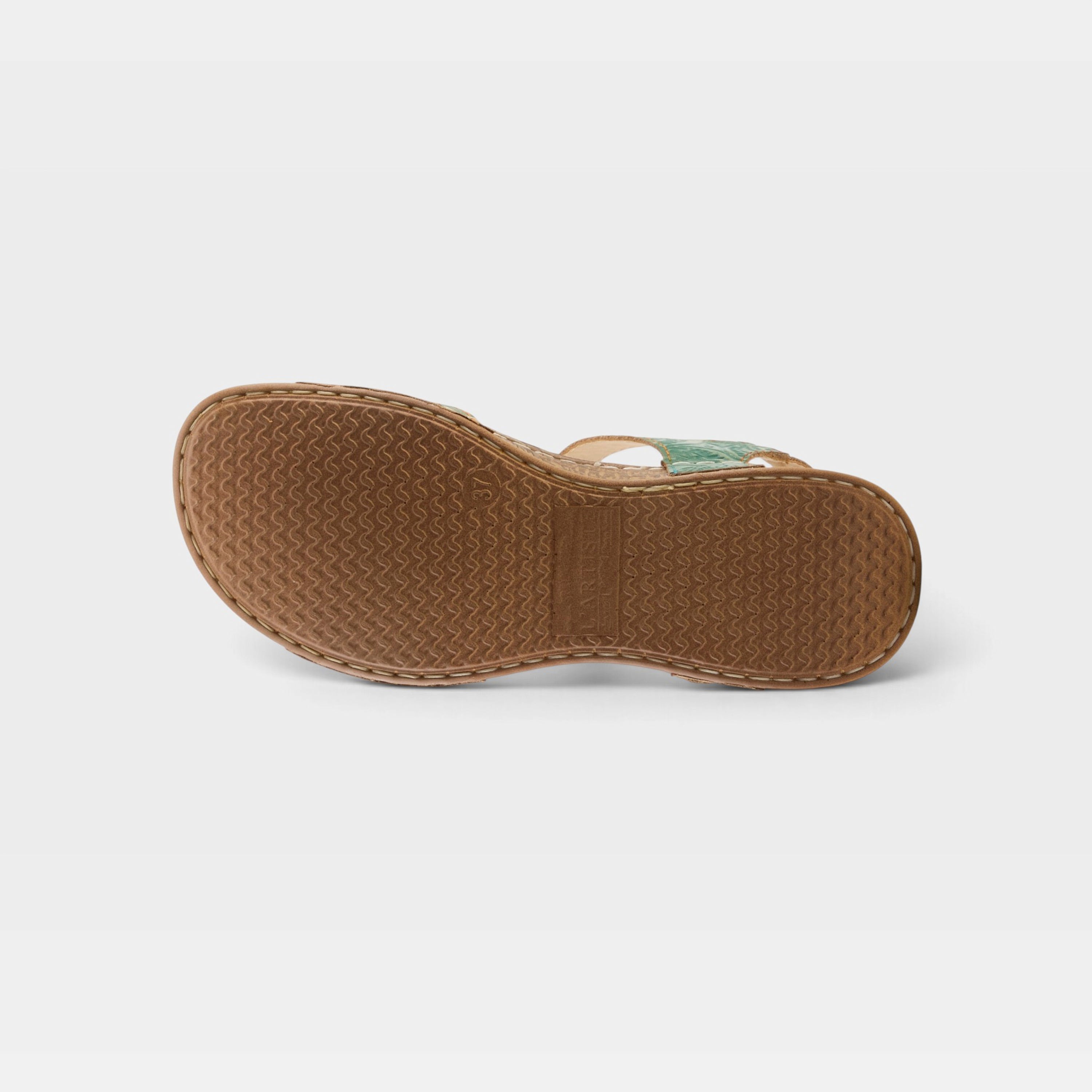 L'Artiste Popular sandal in Green Multi, outsole view