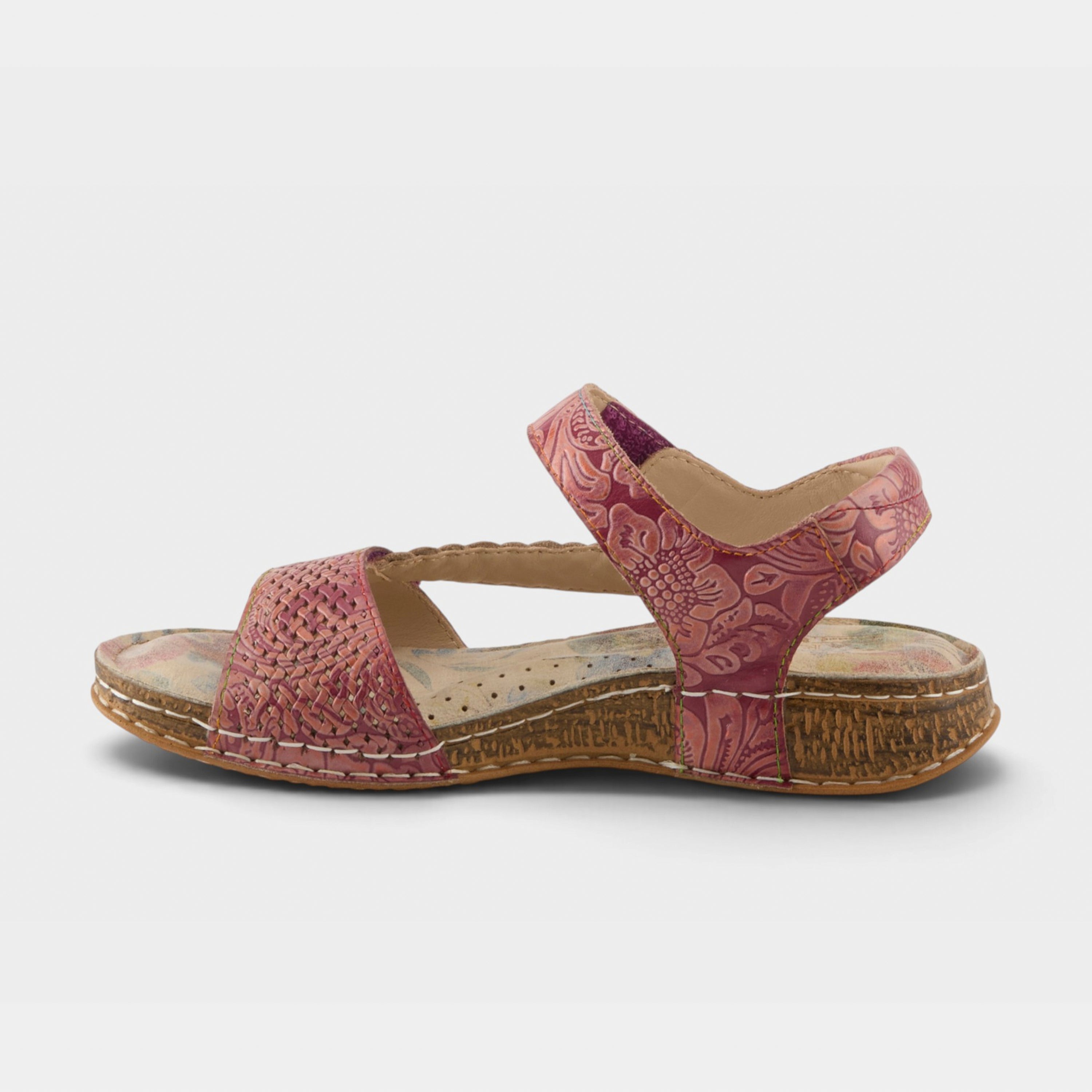 L'Artiste Popular sandal in Plum Multi, side view