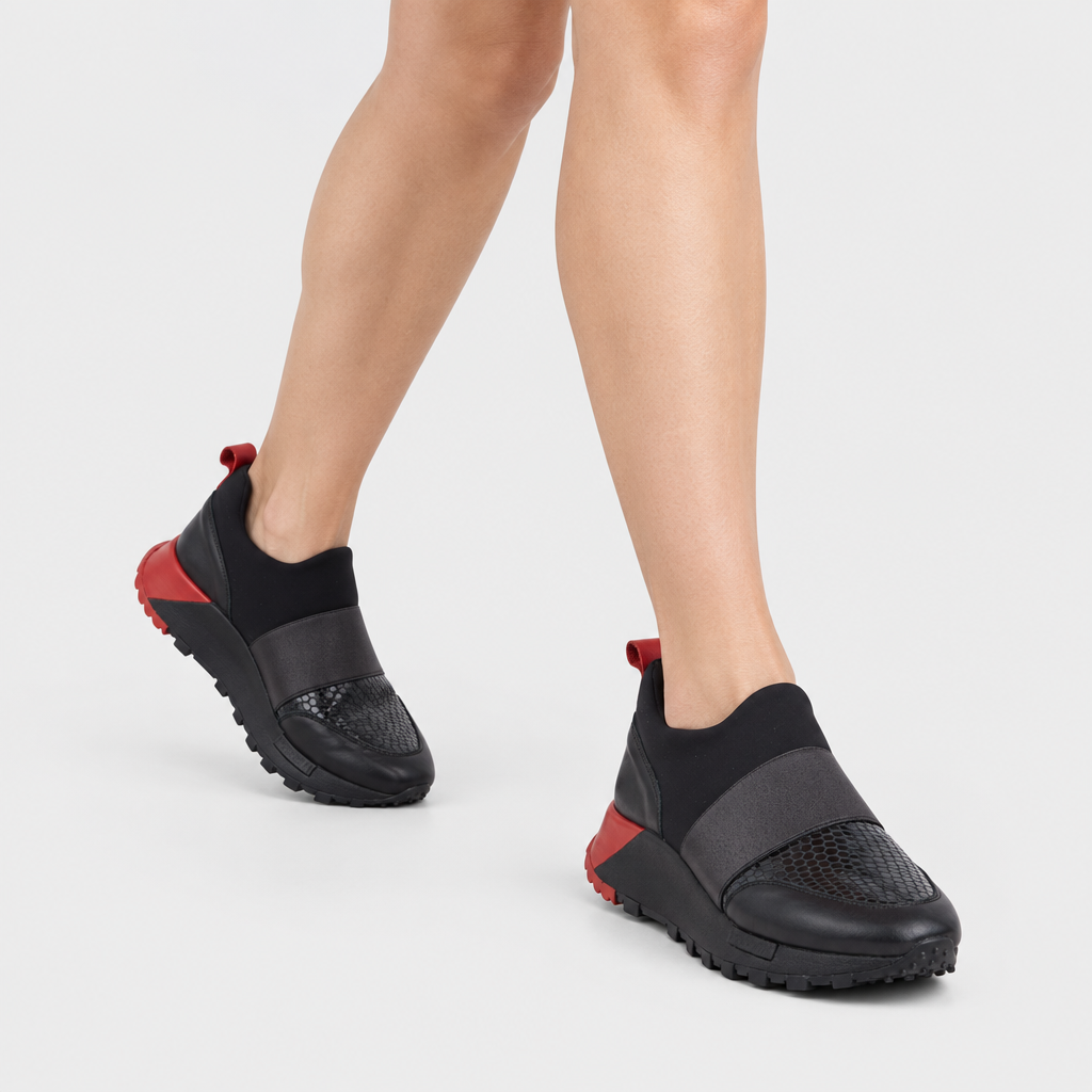 Azura Posh Black Multi Croco Sneaker - on-foot view