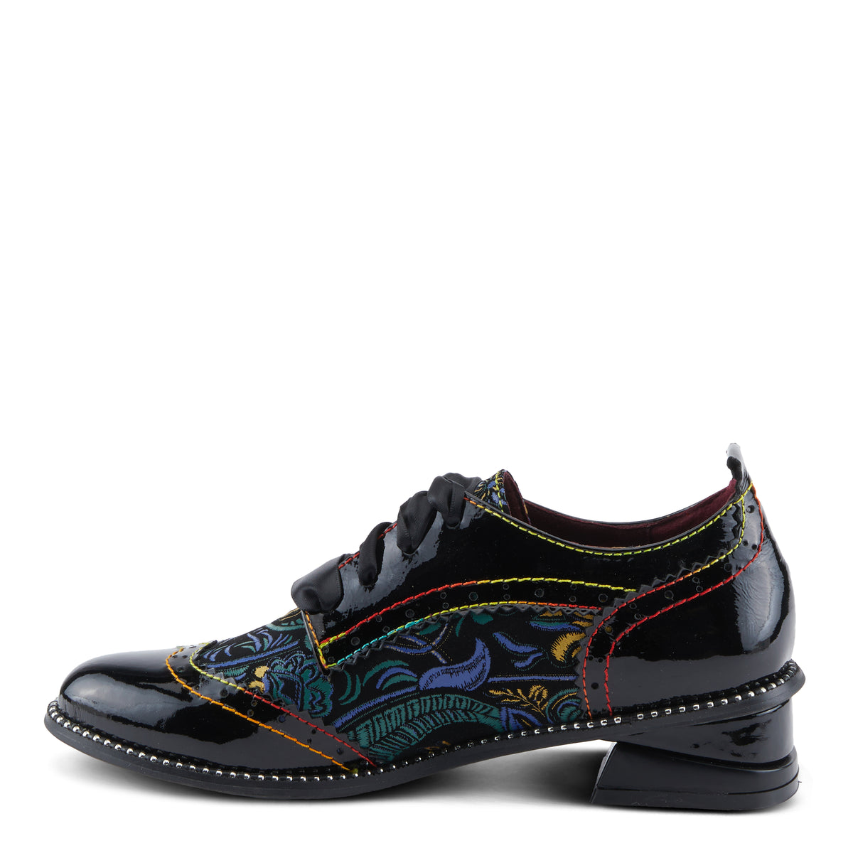 L'Artiste L'ARTISTE PRADEEP SHOES shoe in black patent with handcrafted leather design