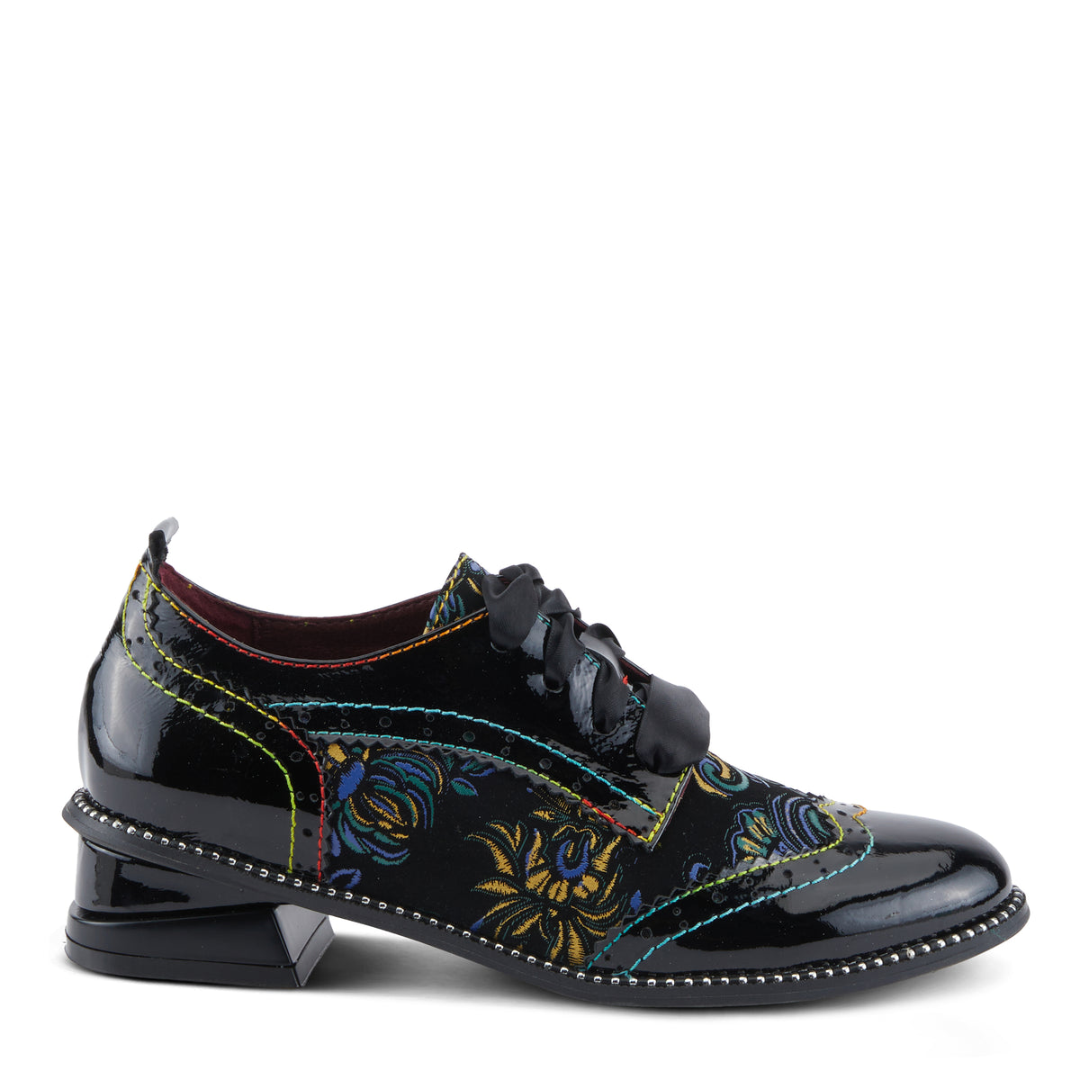 L'Artiste L'ARTISTE PRADEEP SHOES shoe in black patent with handcrafted leather design