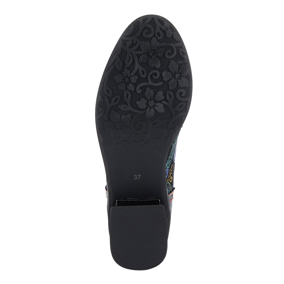 L'Artiste L'ARTISTE PRADEEP SHOES shoe in black patent with handcrafted leather design