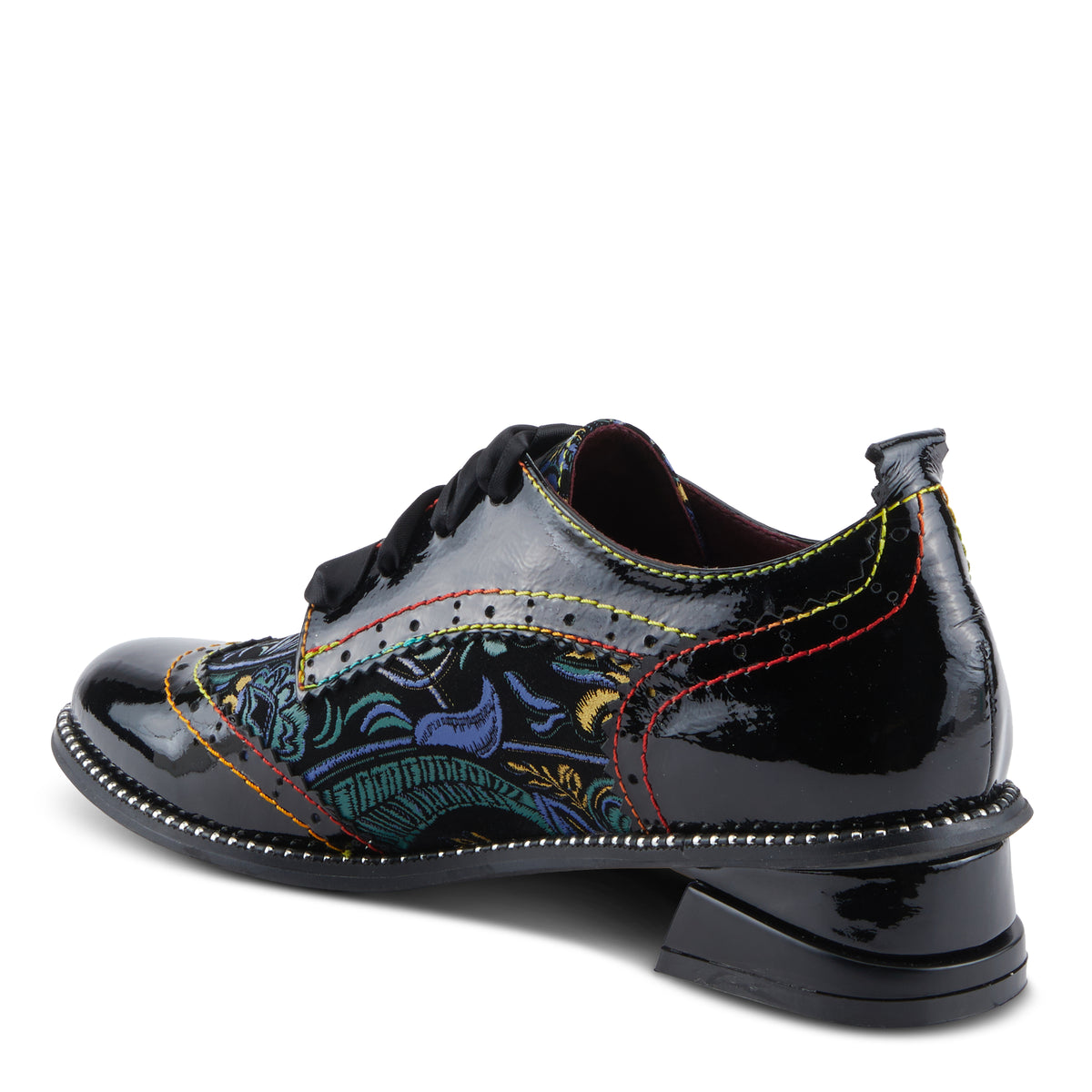 L'Artiste L'ARTISTE PRADEEP SHOES shoe in black patent with handcrafted leather design