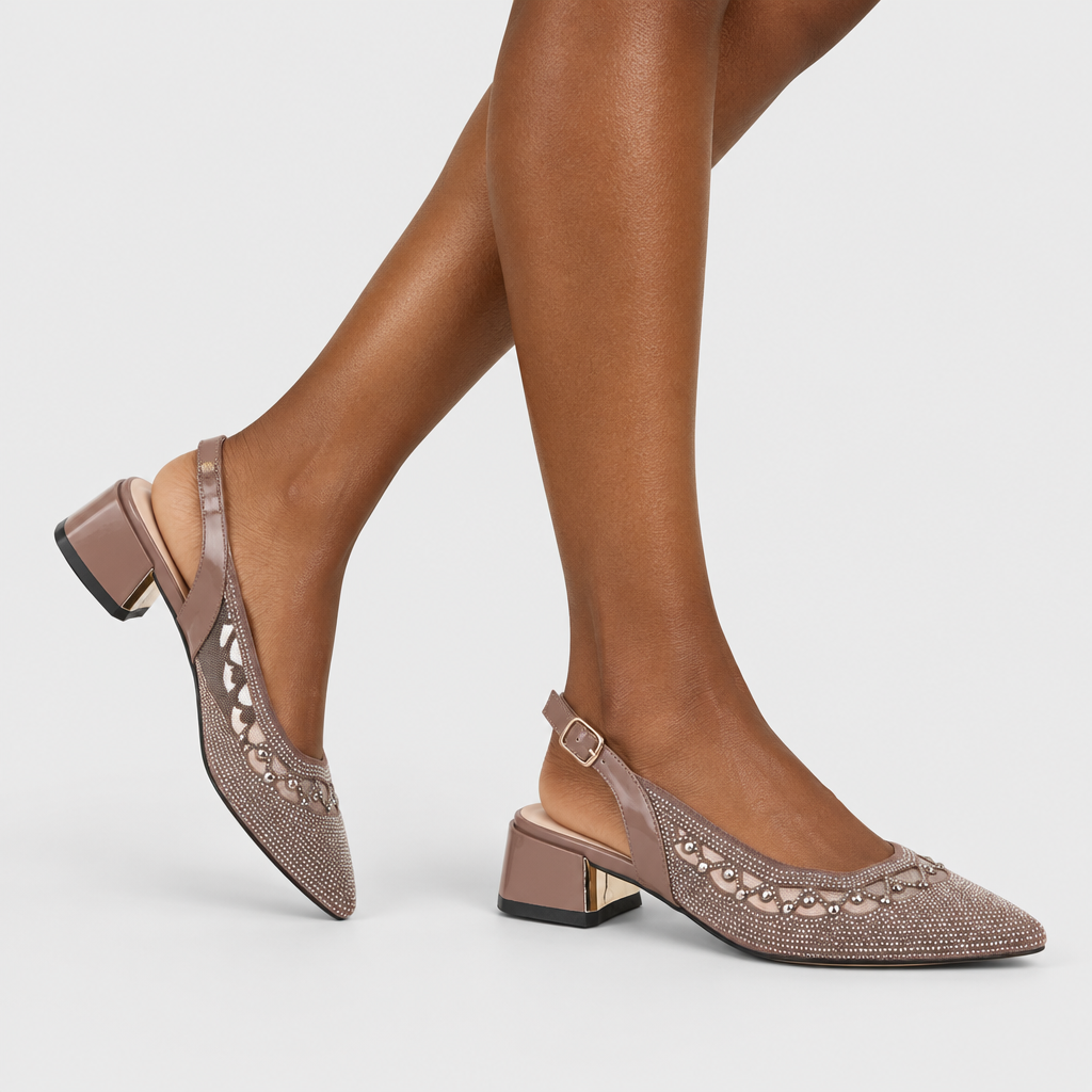 Azura Pretigurl Taupe Shoe - on-foot view