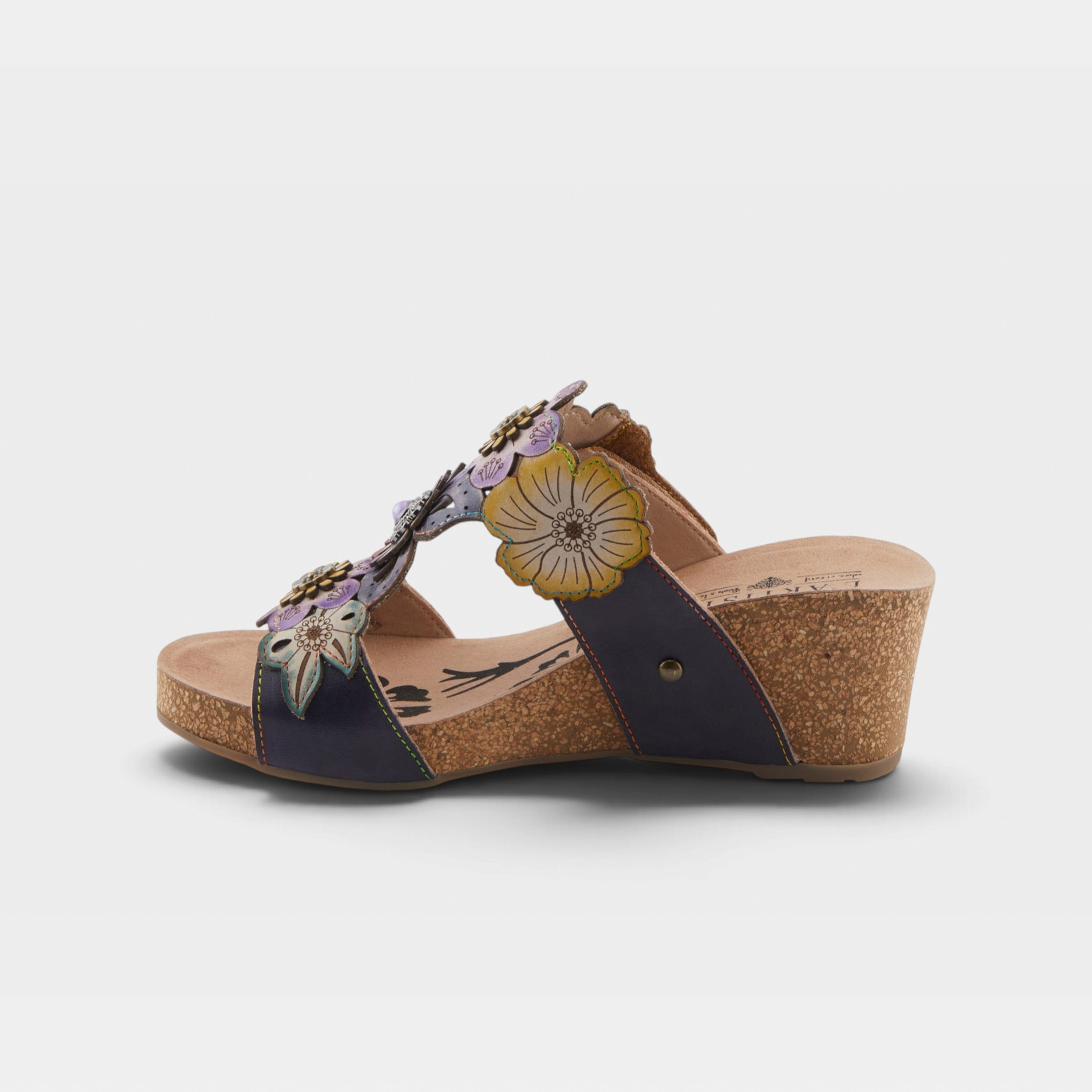 L'Artiste Prettypetals sandals in Navy Multi, side view