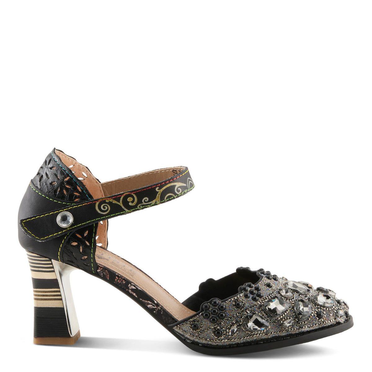 L'Artiste L'ARTISTE QUEENLATIFAH SHOES shoe in gold multi with handcrafted leather design