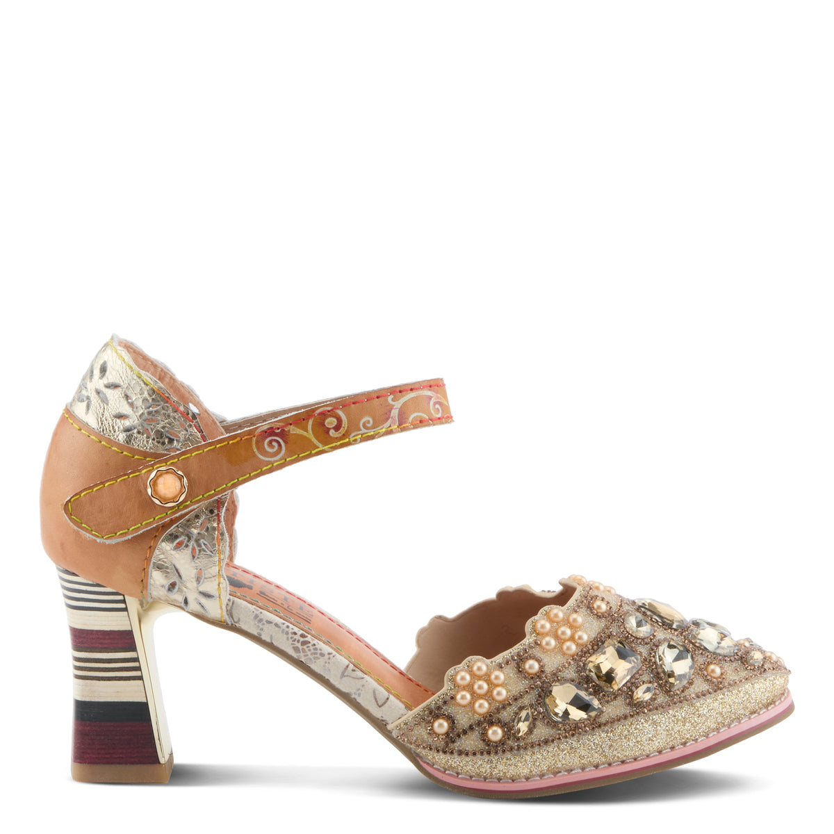 L'Artiste L'ARTISTE QUEENLATIFAH SHOES shoe in silver multi with handcrafted leather design