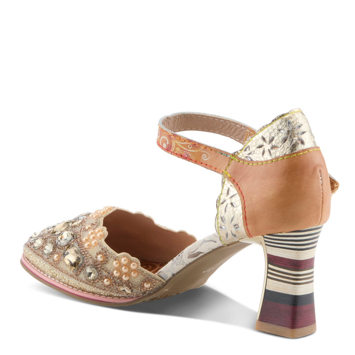 L'Artiste L'ARTISTE QUEENLATIFAH SHOES shoe in silver multi with handcrafted leather design