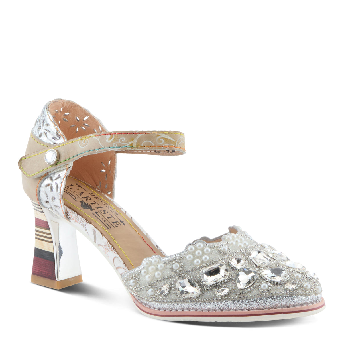 L'Artiste L'ARTISTE QUEENLATIFAH SHOES shoe in black multi with handcrafted leather design