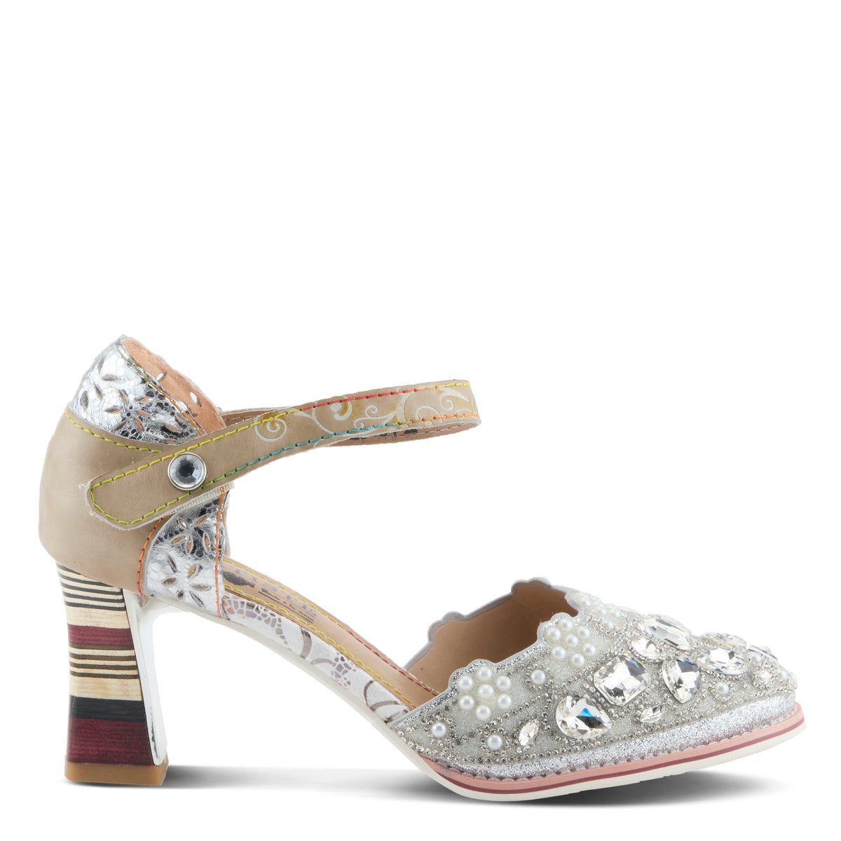 L'Artiste L'ARTISTE QUEENLATIFAH SHOES shoe in black multi with handcrafted leather design