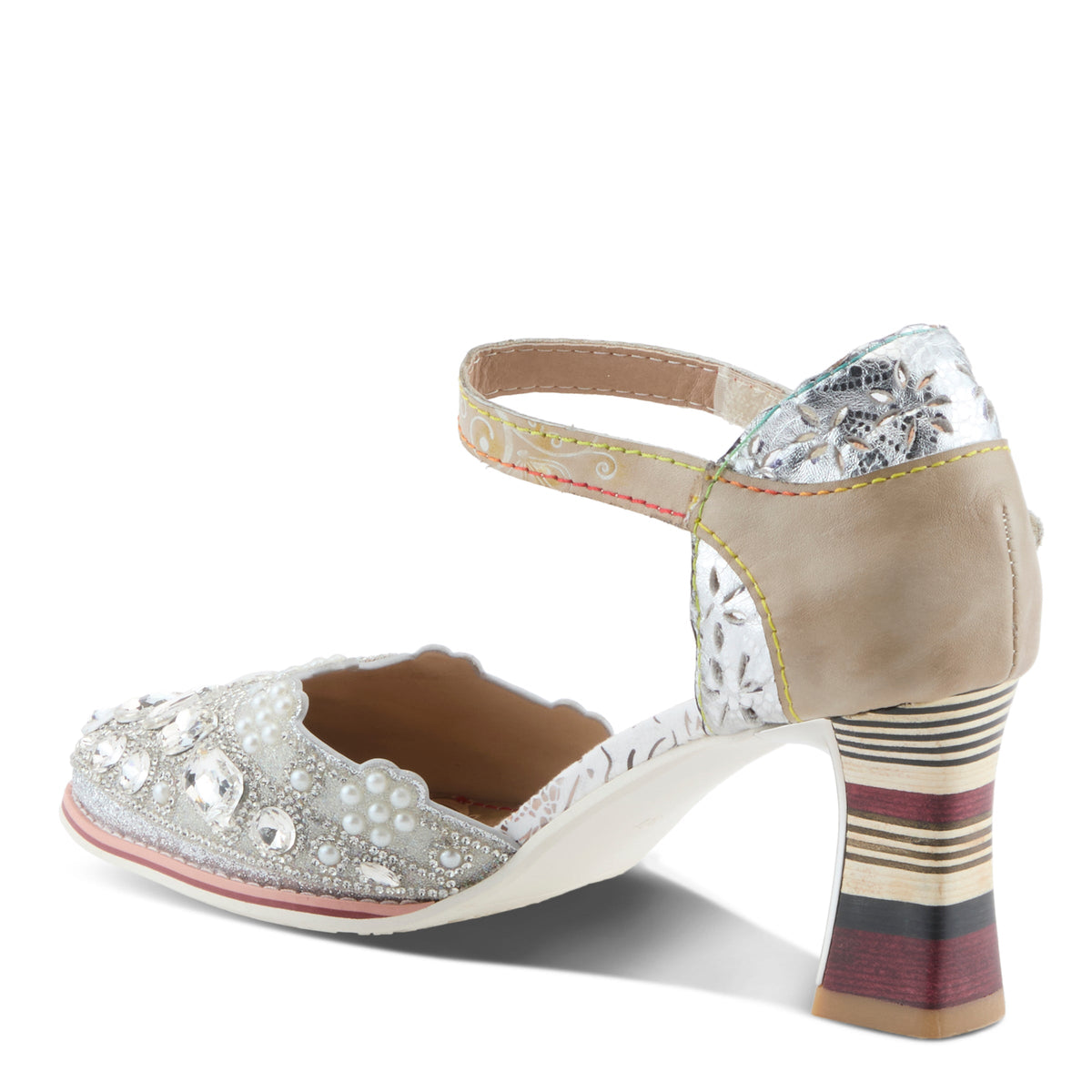 L'Artiste L'ARTISTE QUEENLATIFAH SHOES shoe in black multi with handcrafted leather design