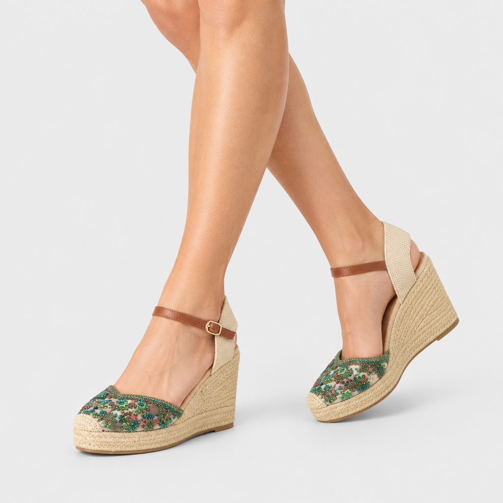 Azura Queridita Green Multi Espadrille - on-foot view