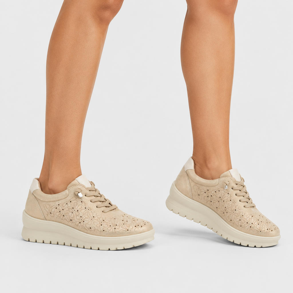 Flexus Rayfield Gold Sneaker - on-foot view