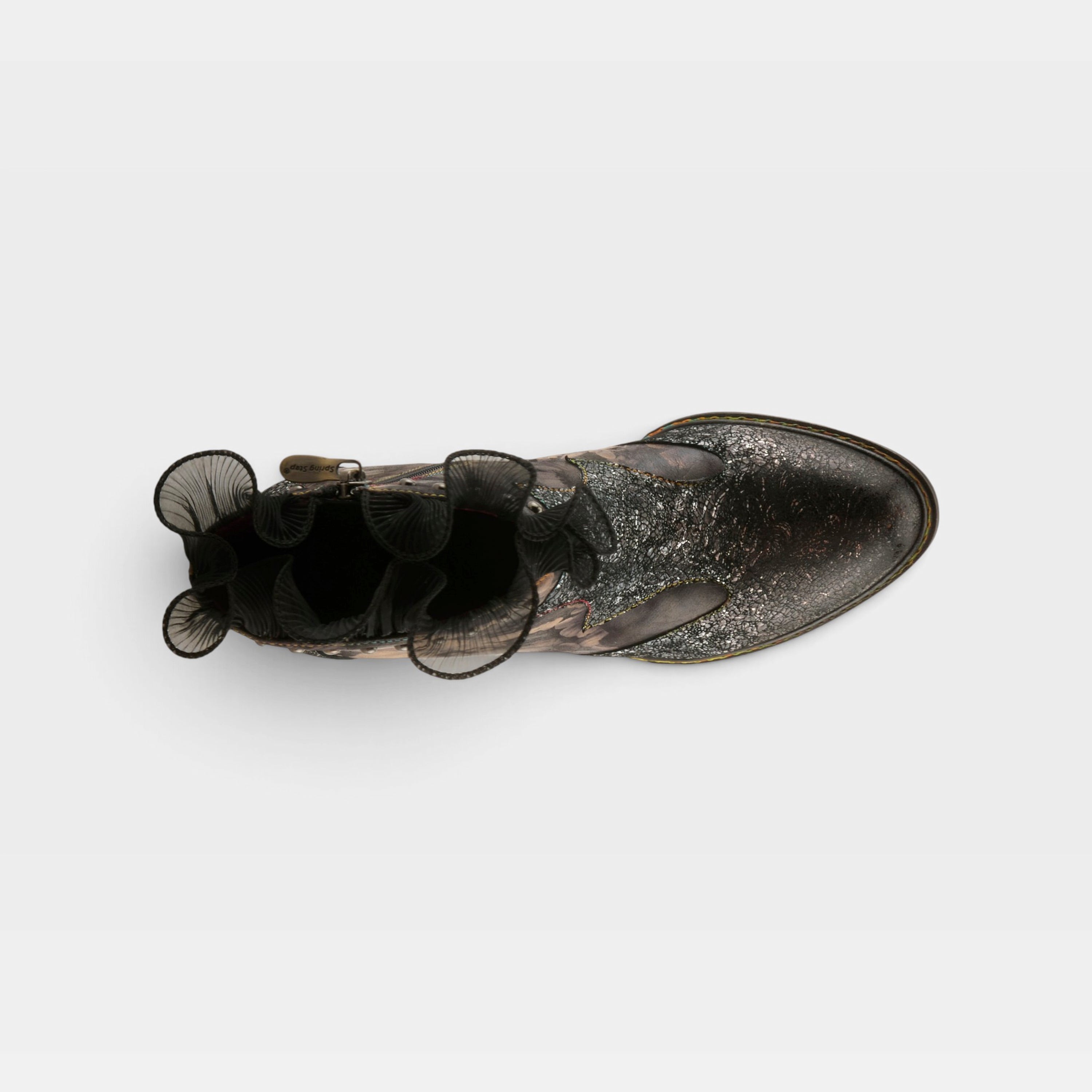 L'Artiste Razzy boots in Black Multi, top view