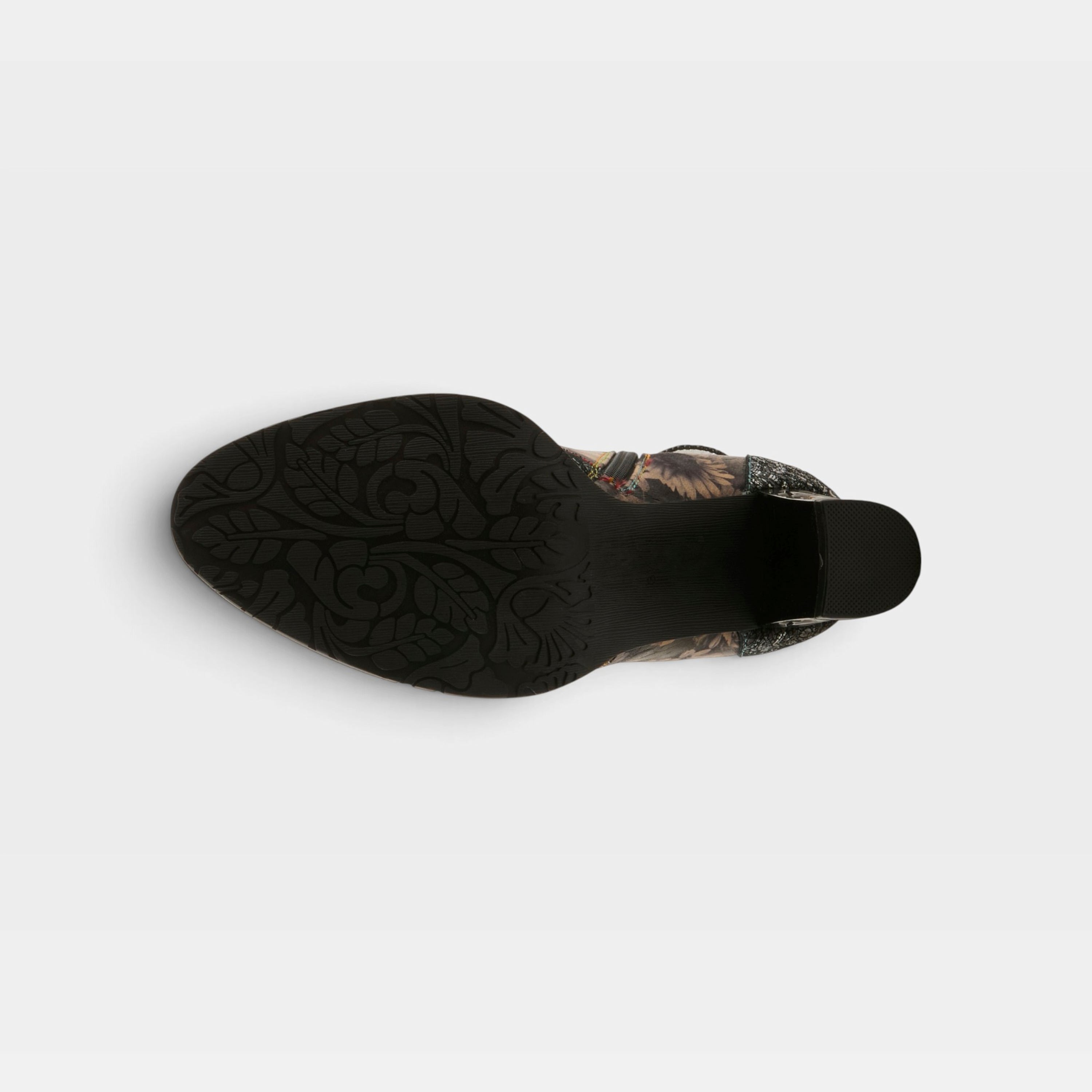 L'Artiste Razzy boots in Black Multi, outsole view