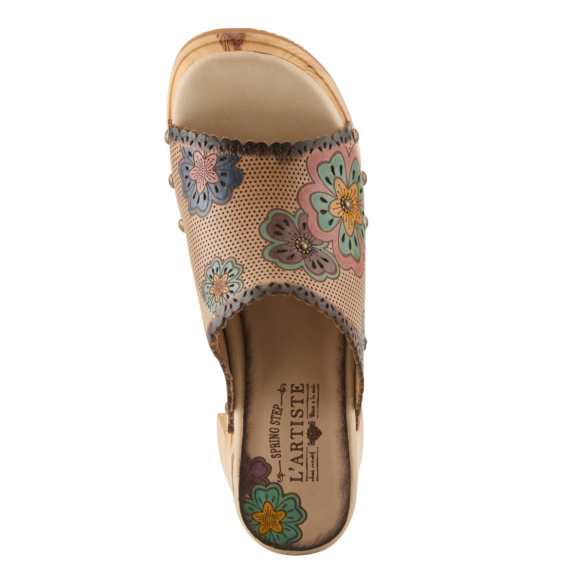 L'Artiste L'ARTISTE RETROSTAR SANDALS sandal in beige multi with handcrafted leather design