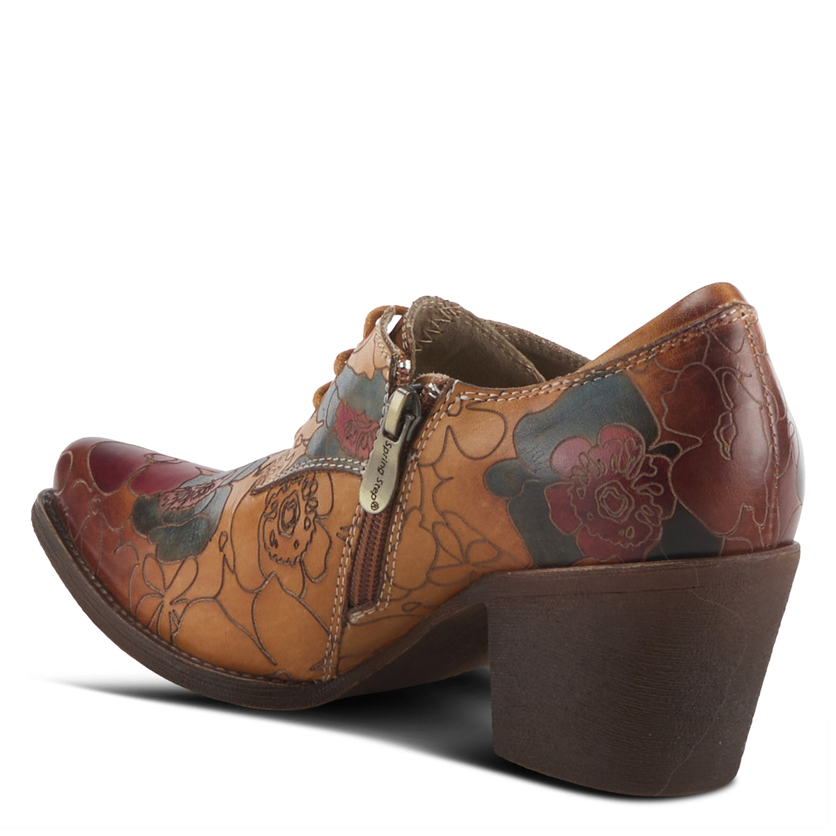 L'Artiste L'ARTISTE ROCKINLORNA WESTERN SHOOTIE shoe in camel multi with handcrafted leather design