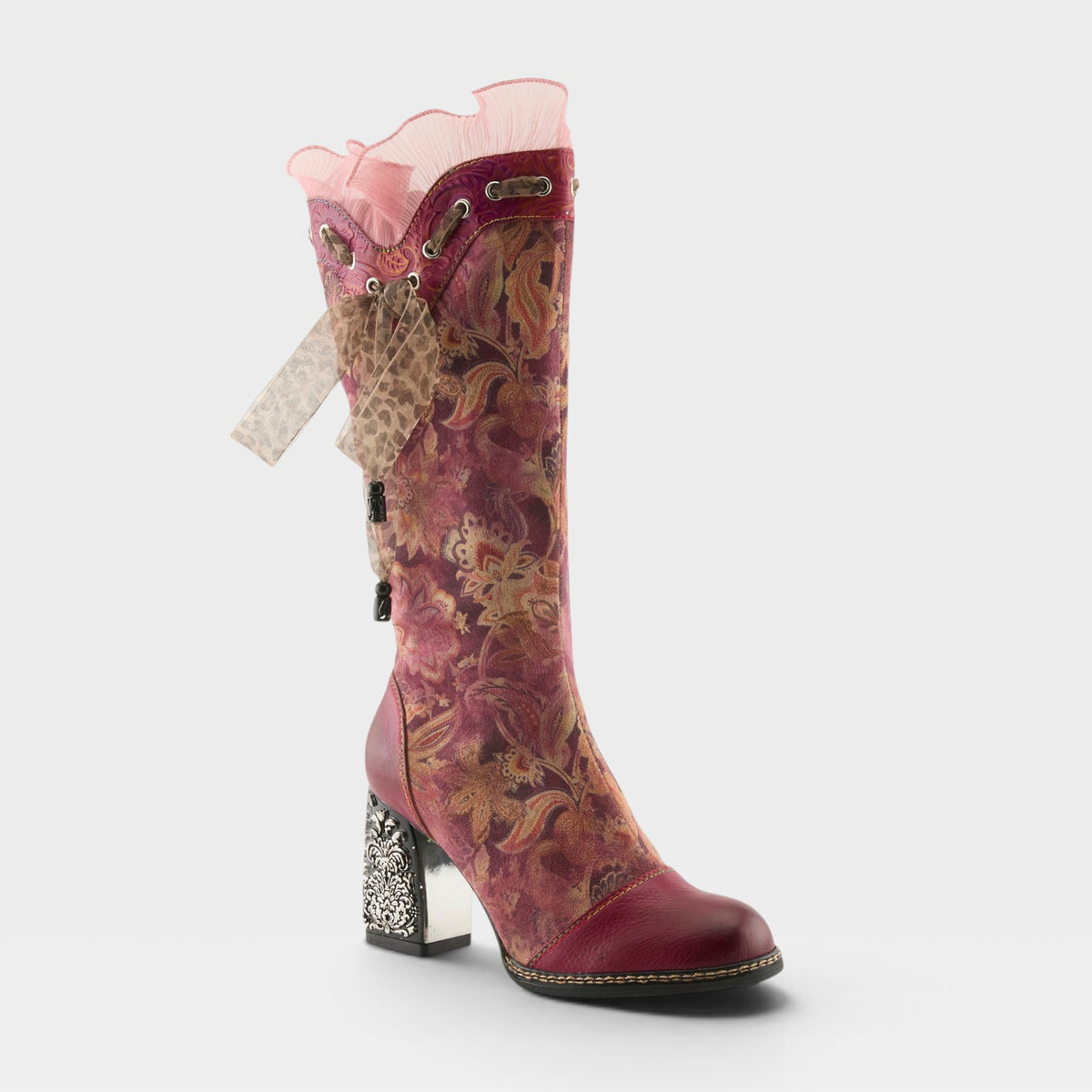 L'Artiste Rorria Boots in Bordeaux Multi, front view