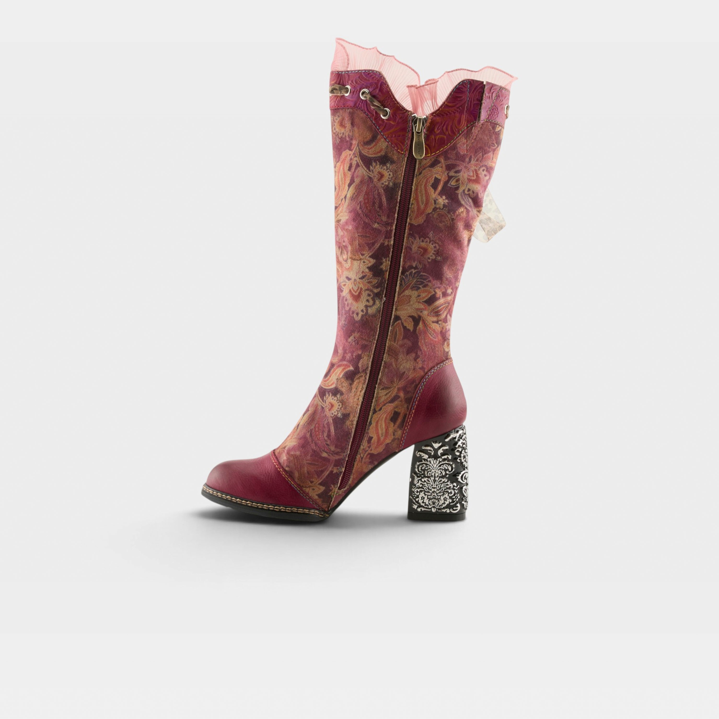 L'Artiste Rorria boots in Bordeaux Multi, side view