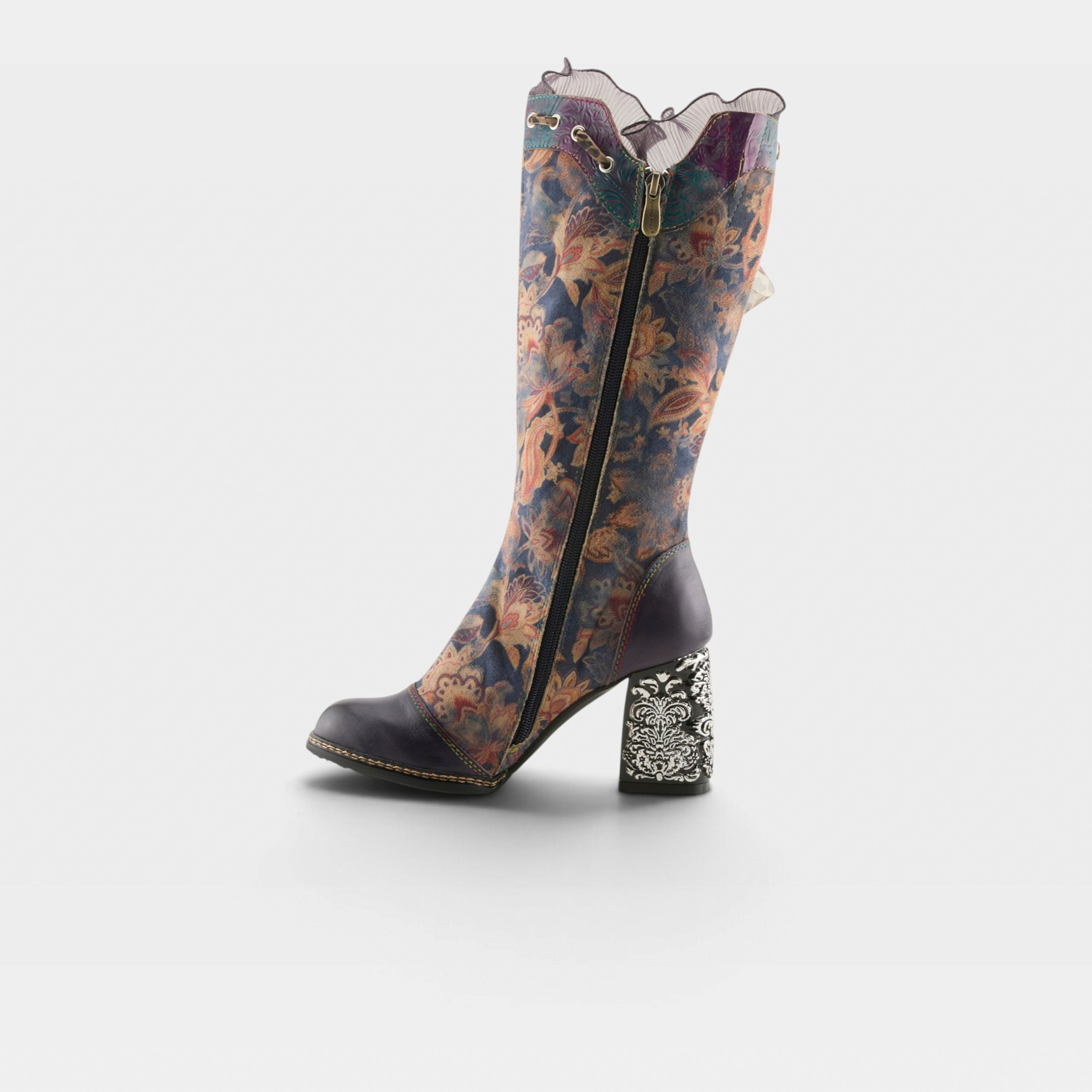 L'Artiste Rorria boots in Purple Multi, side view