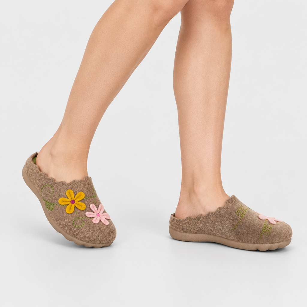 Flexus Roseburg Light Brown Slipper - on-foot view