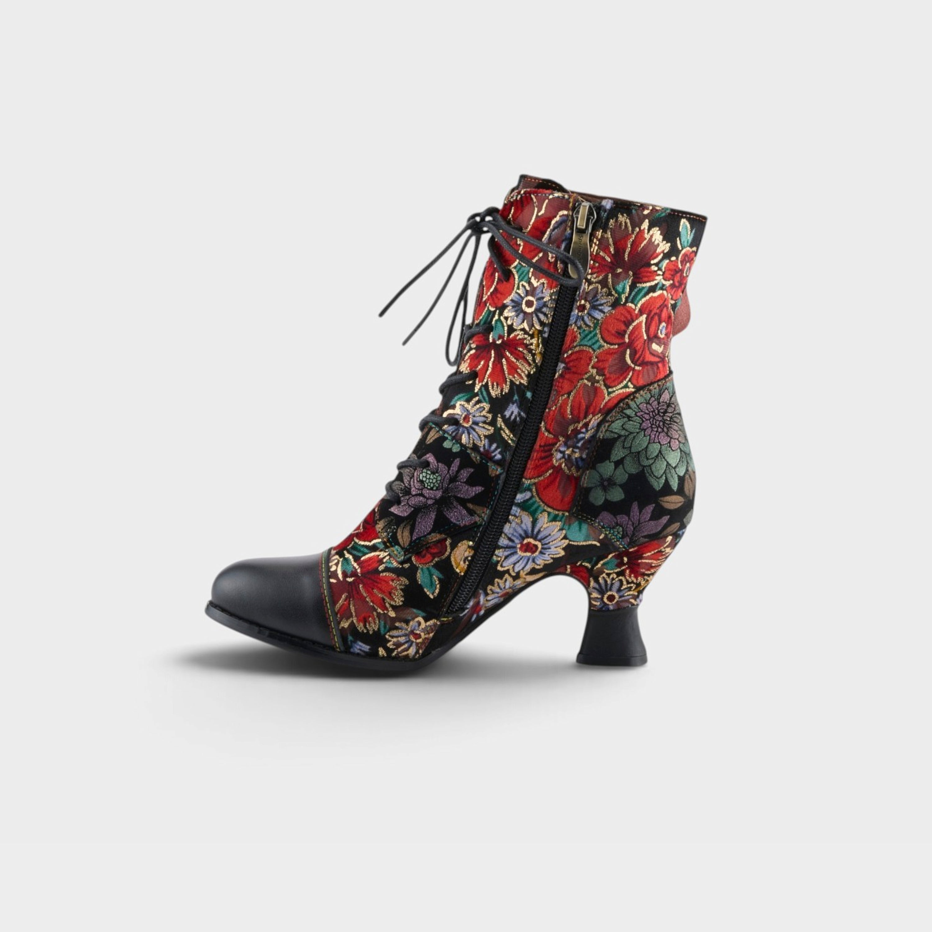 L'Artiste Roselia boots in Black Multi, side view