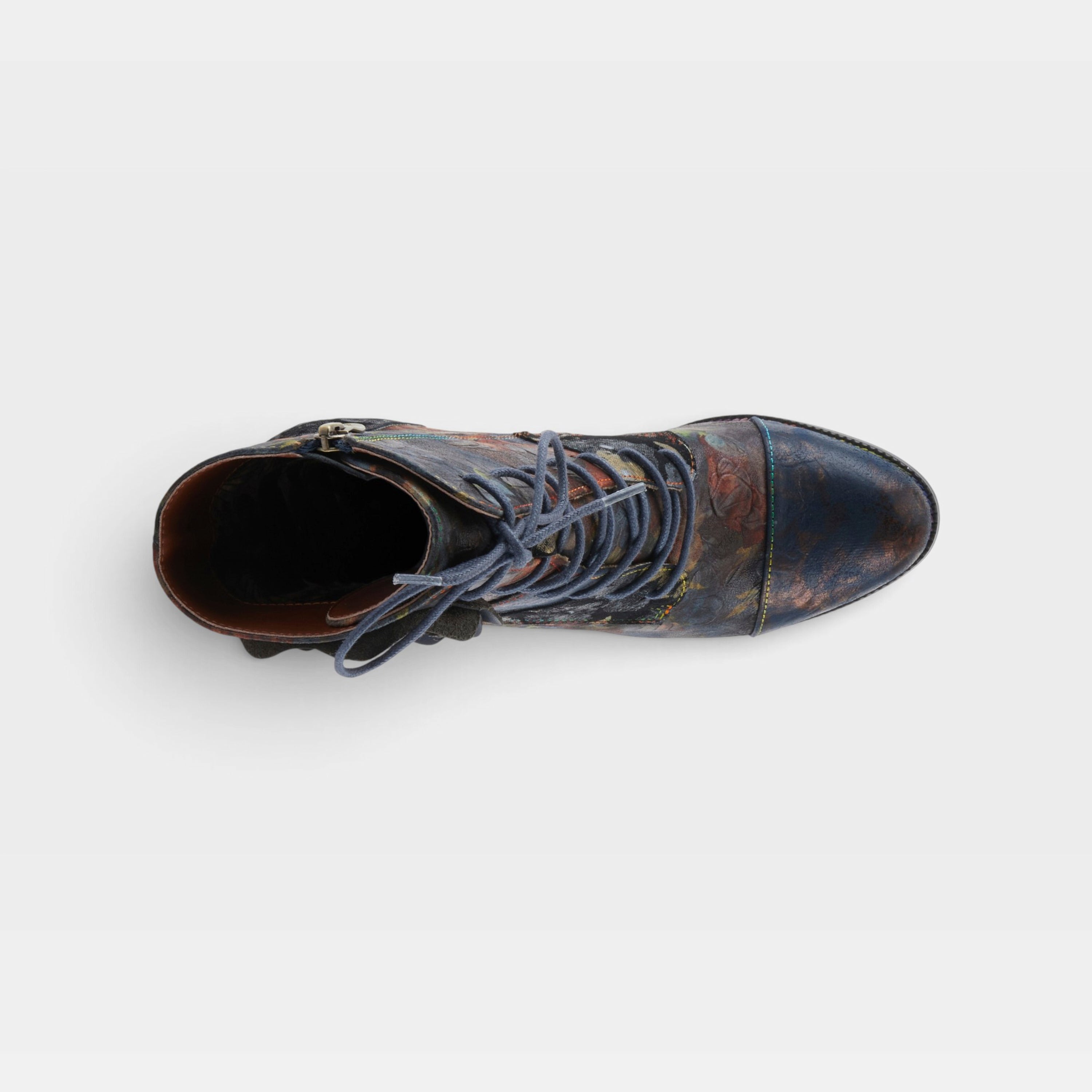 L'Artiste Roselia-Flow boots in Navy Multi, top view
