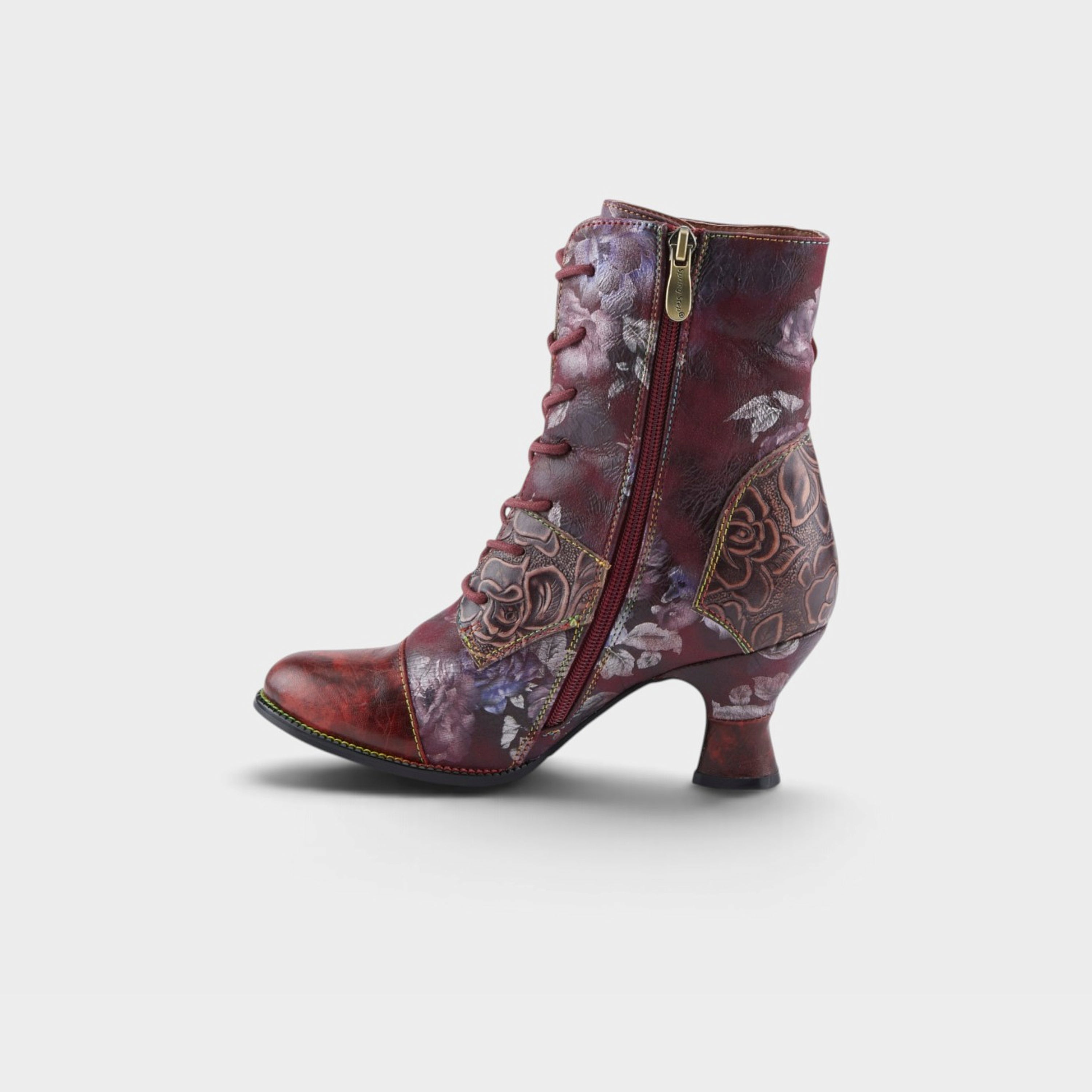 L'Artiste Roselia-Stunin boots in Bordeaux Multi, side view