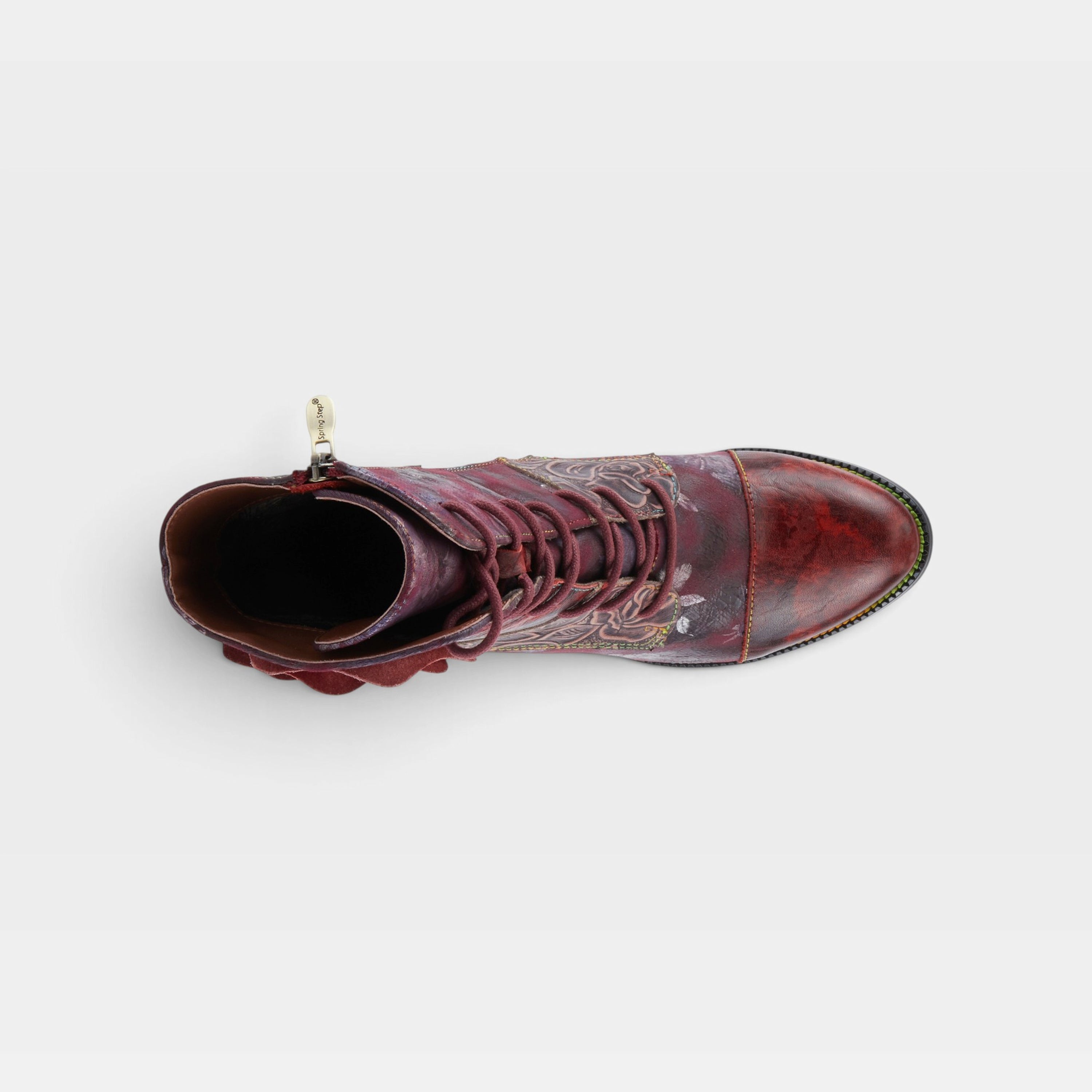 L'Artiste Roselia-Stunin boots in Bordeaux Multi, top view